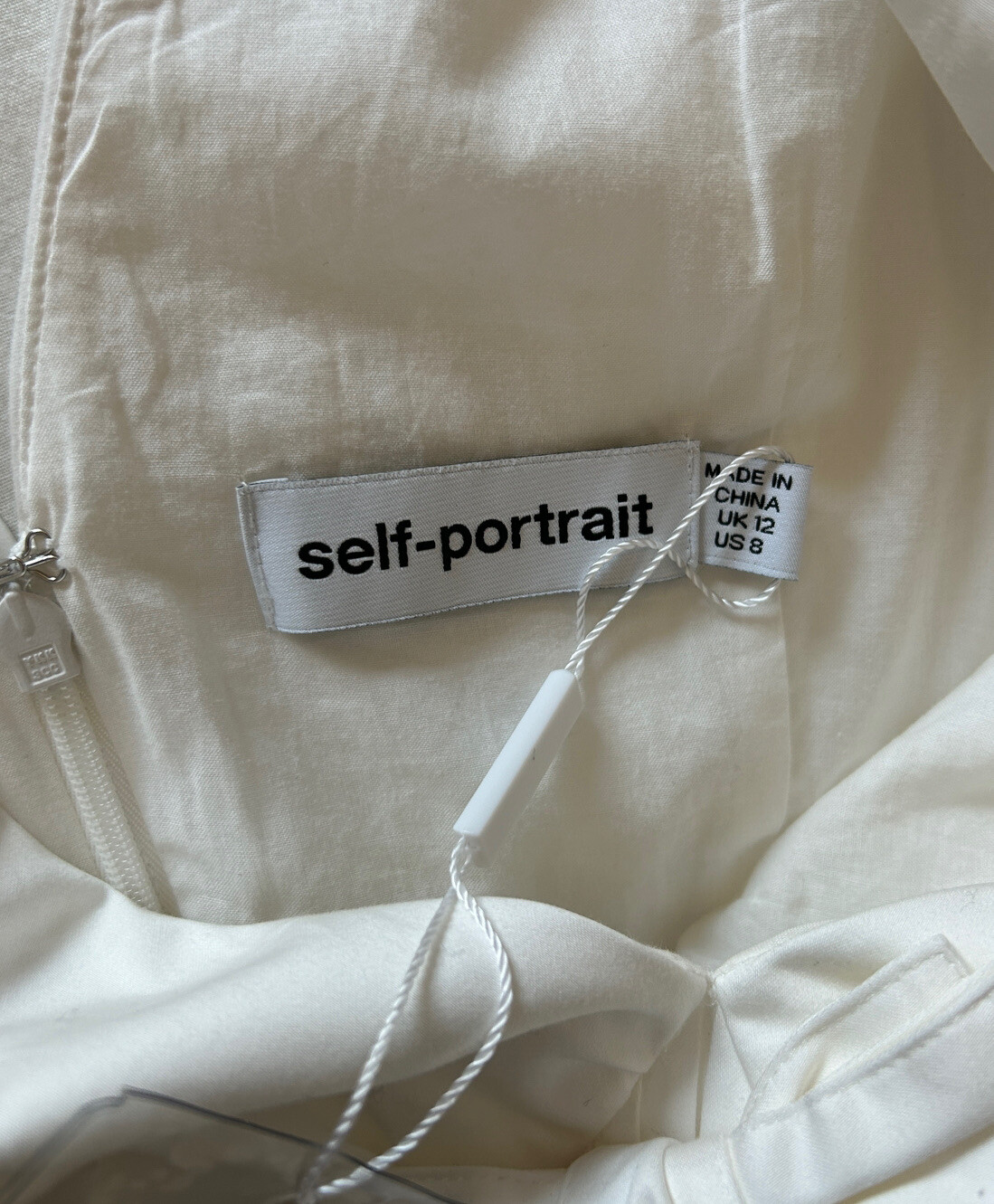 Self Portrait White Pleated Bow Mini Dress Size 8 NWT