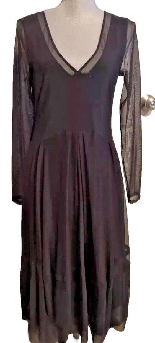 NWOT INDIES Dress Black A-Line Mesh Decor SZ M T3 Orig Price $350.00