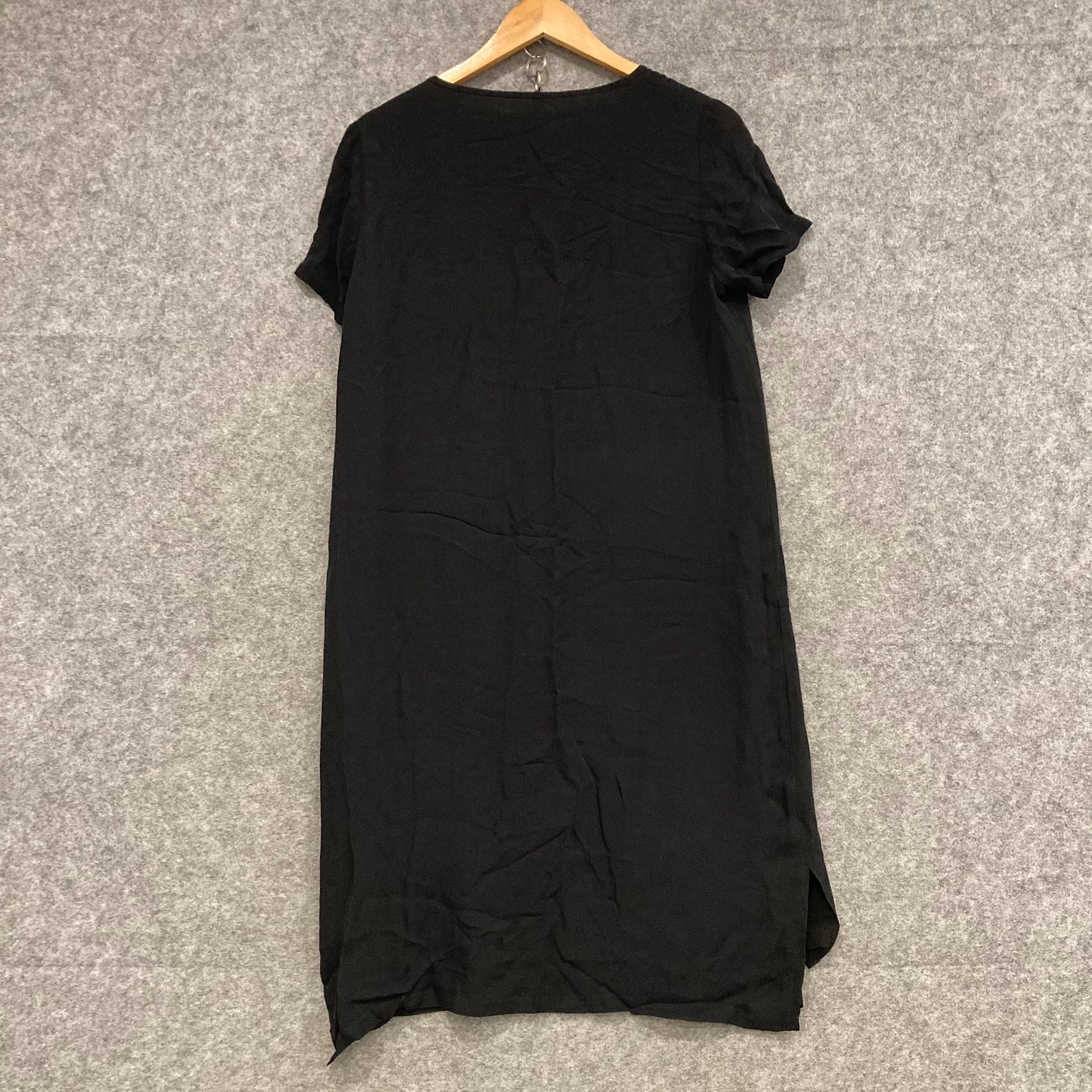 Weathered Silk Dress Womens Size Medium black Short SLeeve Shift 6714