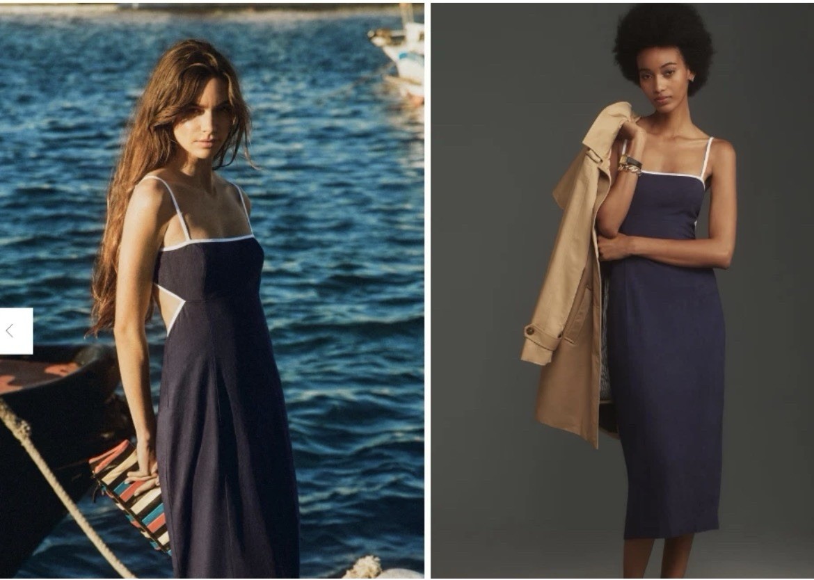 Maeve Anthropologie Dress Dafni Cutout Linen Midi Beachy Nautical Resort Cruise