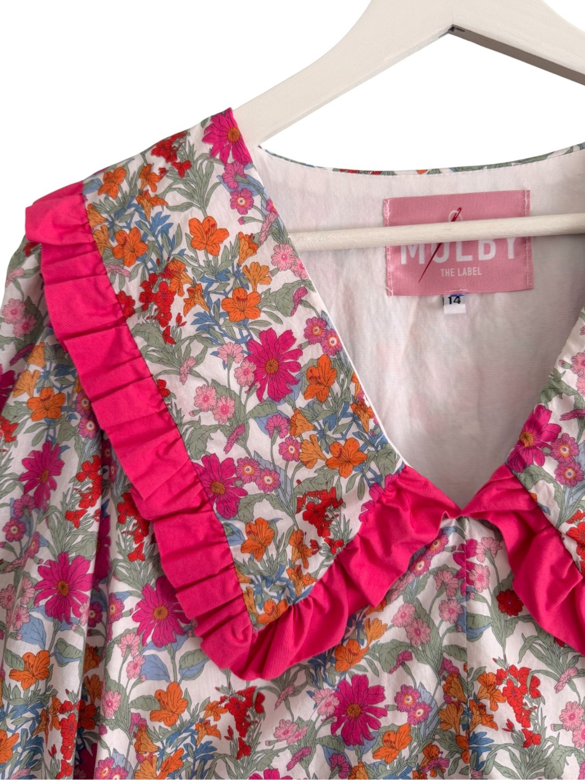 Molby the Label Bertie Maxi Dress Wildflower Floral Smock Collar UK 14 US 10
