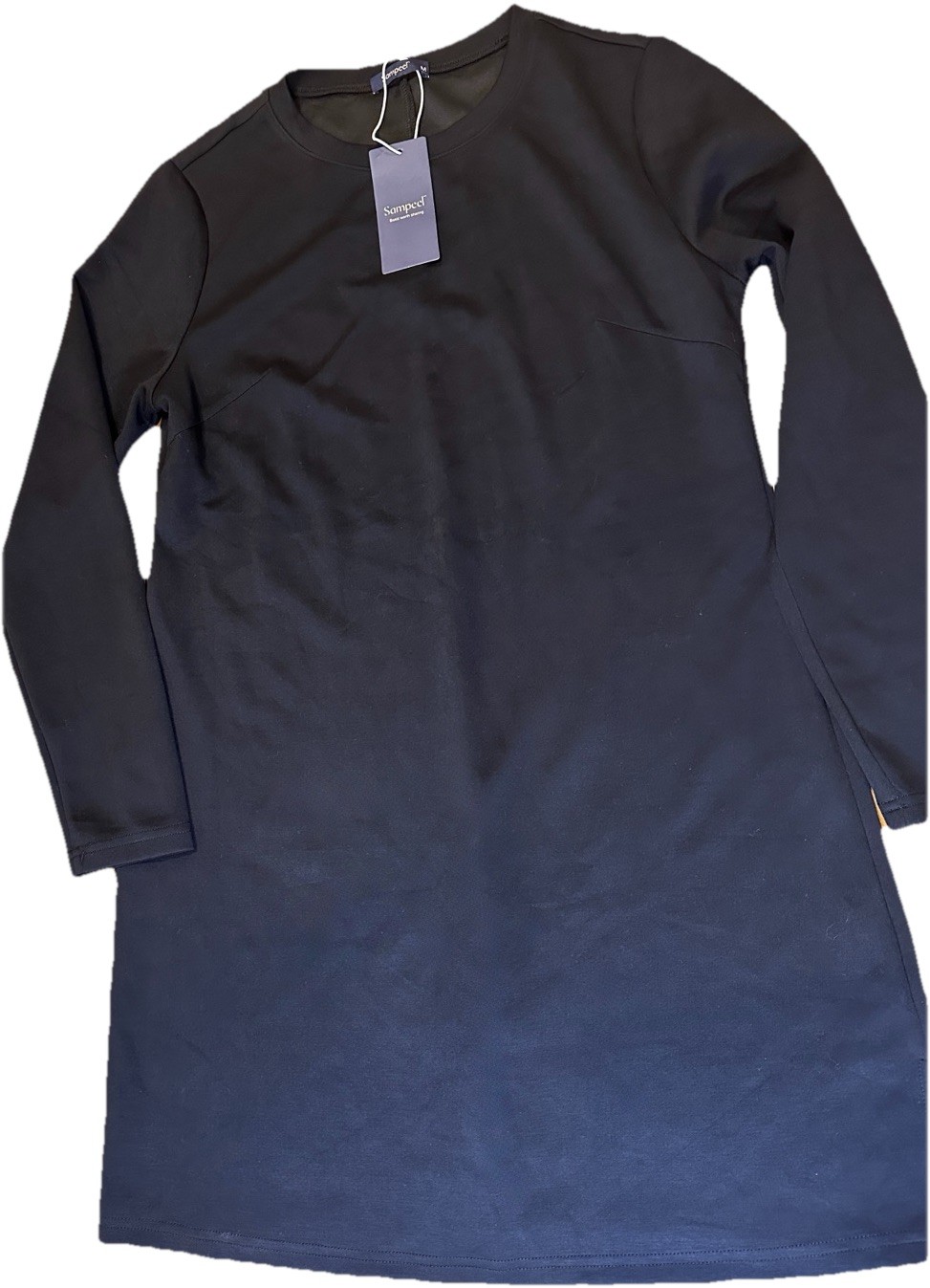 Sampeel Black Long Sleeve Shift Dress Women’s Medium Stretch Knit NWT