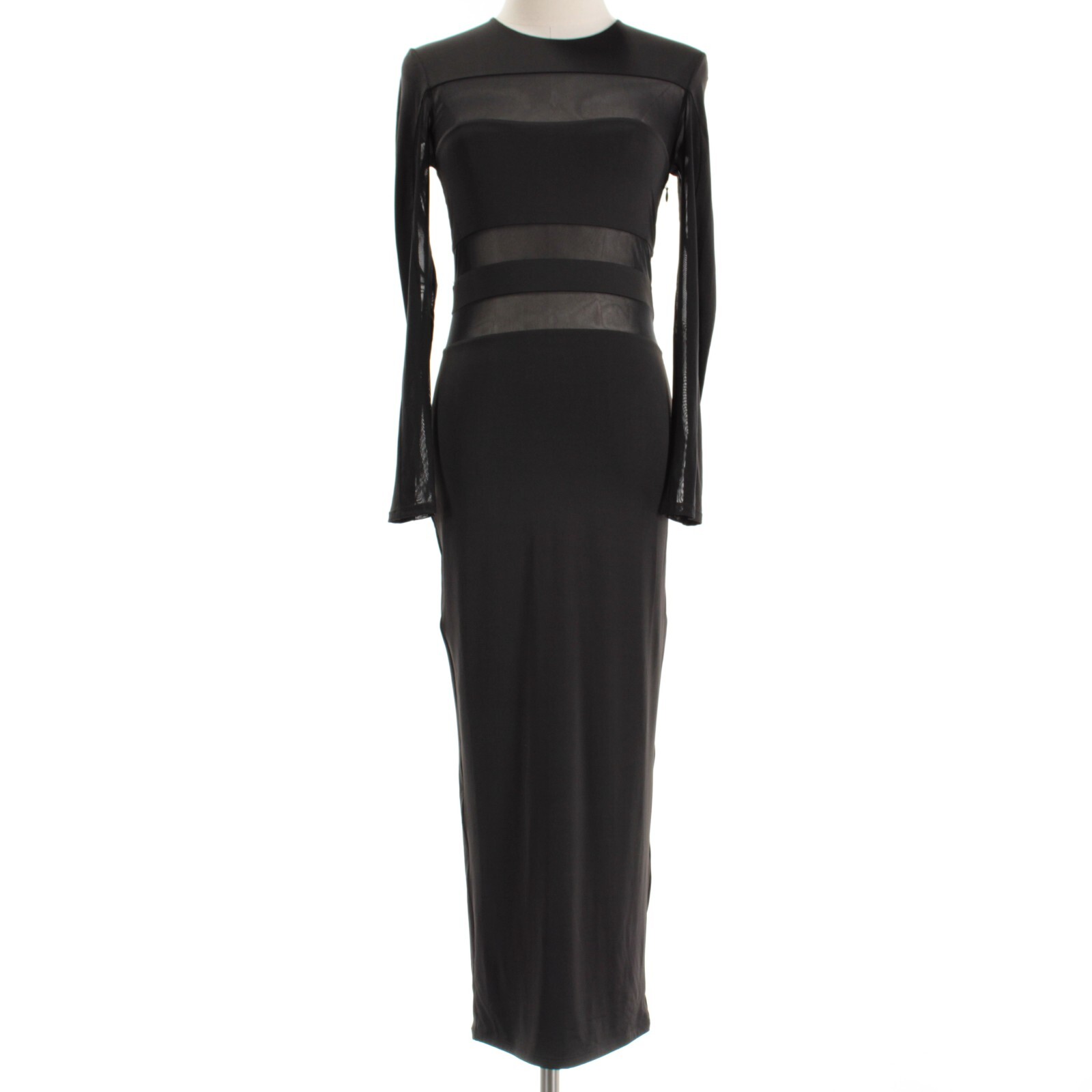 SER.O.YA NWD Long Sleeve Semi Sheer Midi Dress Size Small in Black