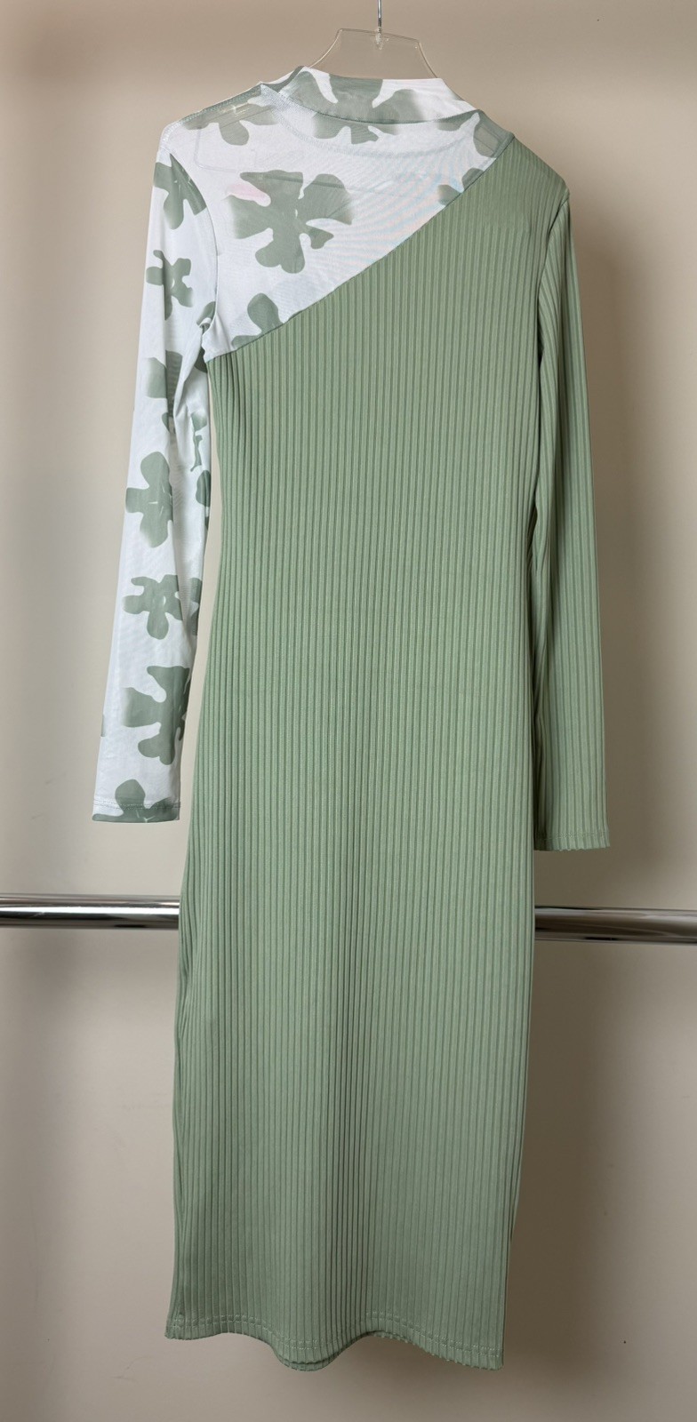 SHEIN Bodycon Midi Dress Mock Neck Long Sleeve Asymmetrical Cut Out Sz M