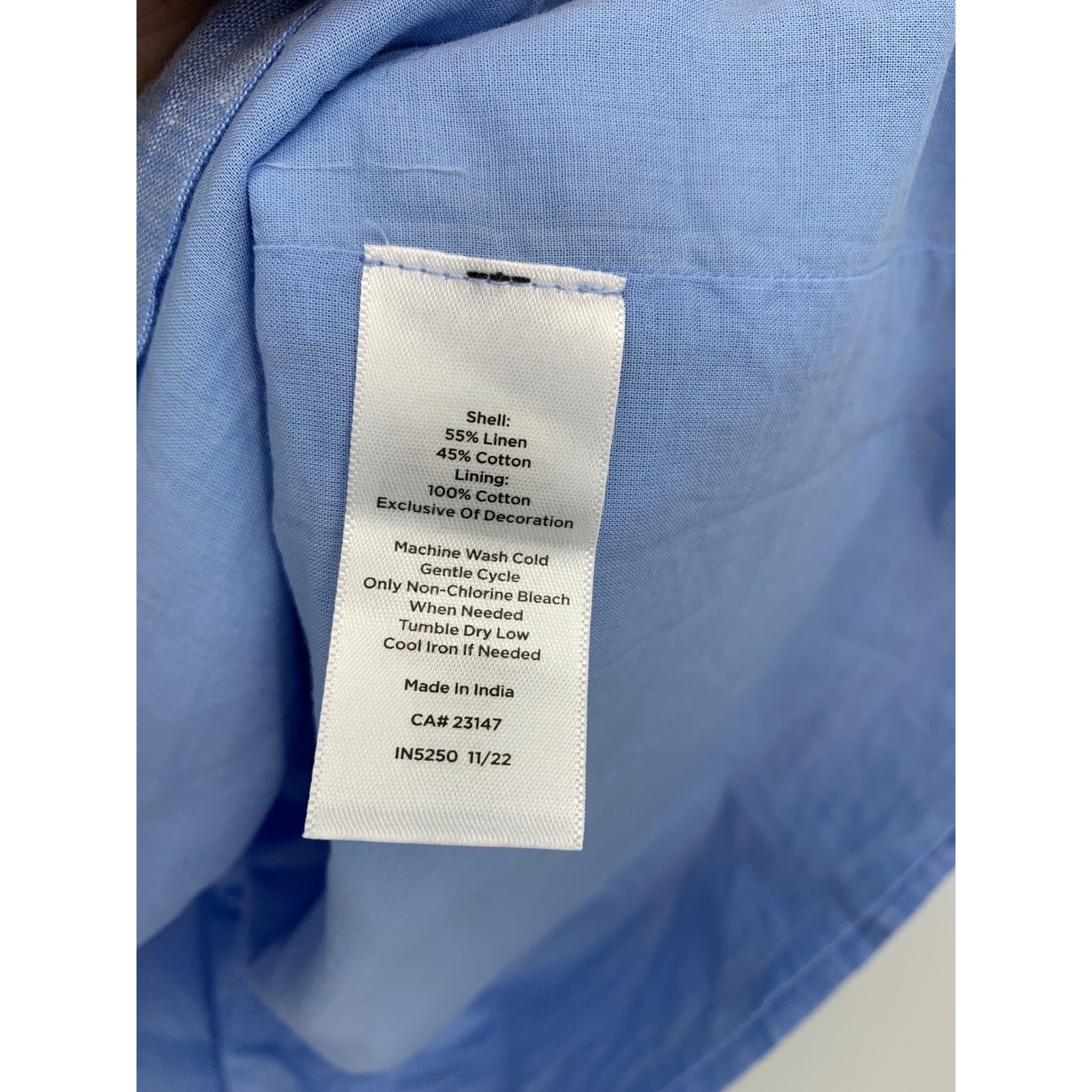 Talbots Dress 16 Petite Blue Butterfly Embroidered Linen Cotton Sleeveless