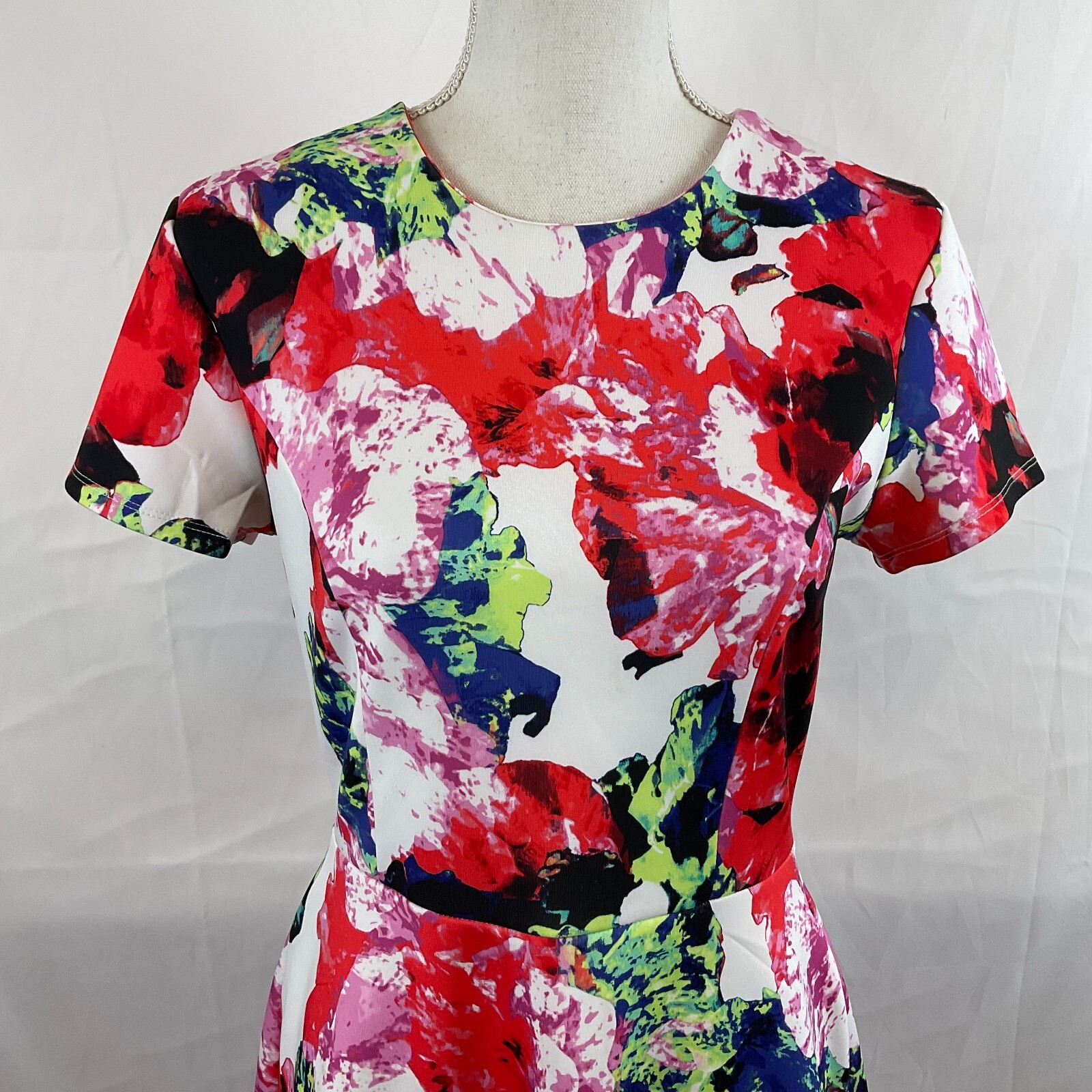 Milly Design Nation Dress A-Line 10 White Red Purple Blue Green Abstract