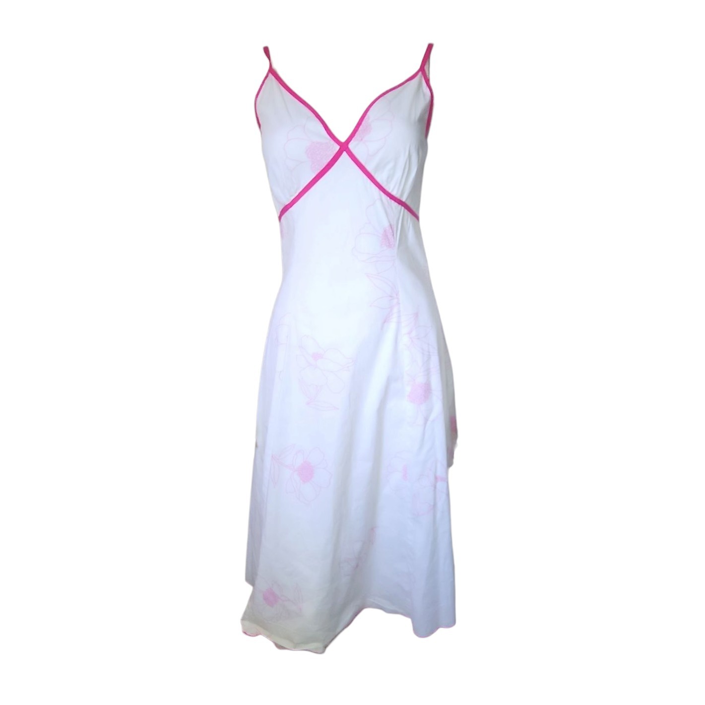 YS Fashions USA Dress Womens Size XS White Pink Floral Y2K Vintage Zip Babydoll