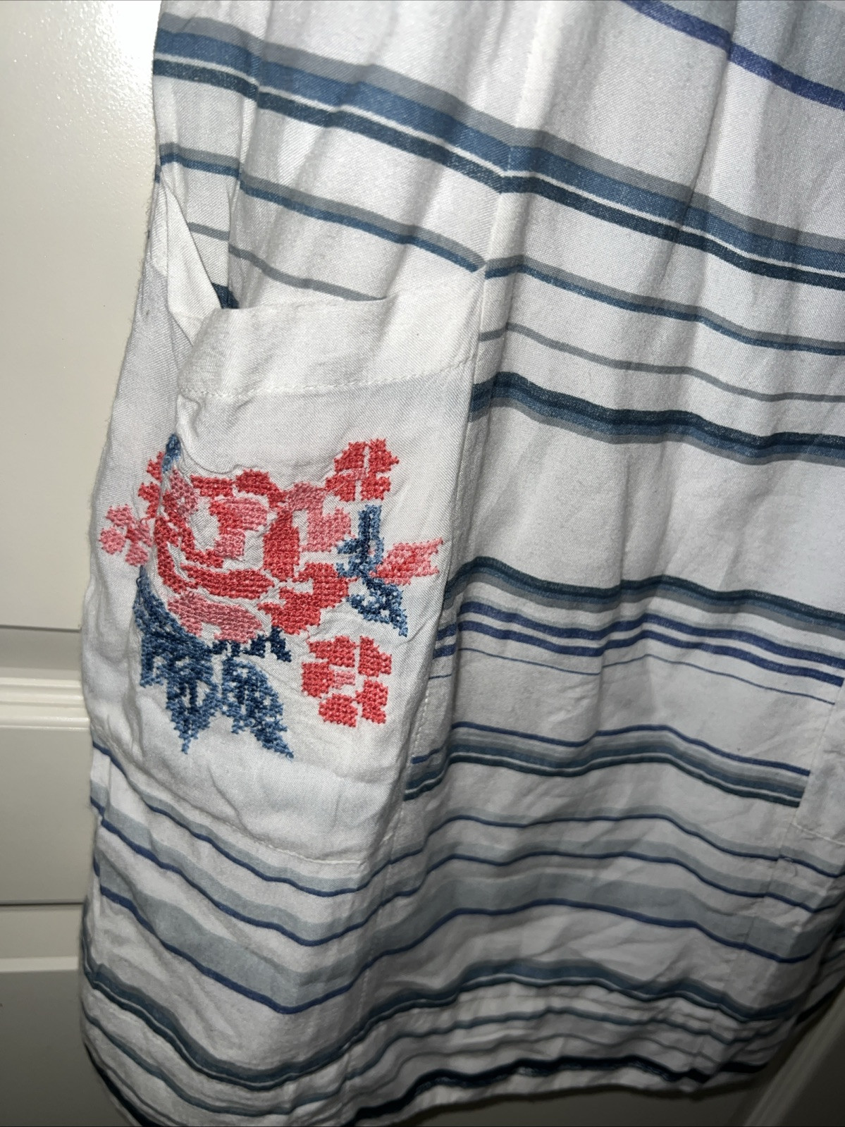 Bombay Paisley Stripe Embroidered Sheath Dress Sz XS Boho Cottagecore Lagen