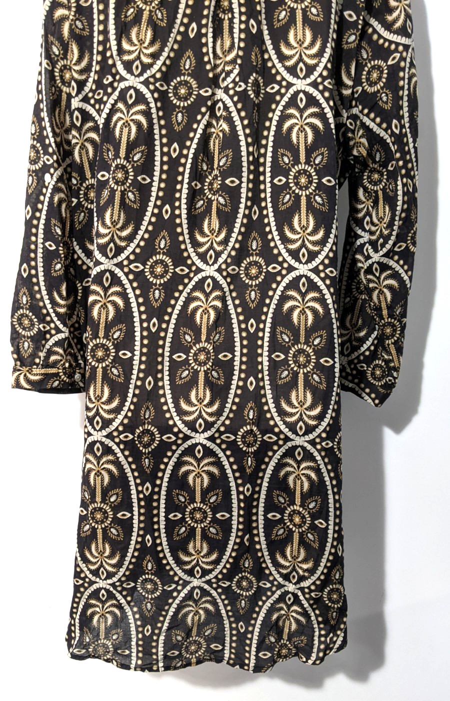 Haute Hippie Womens Long Sleeve Button Front Shirt Dress Sz XL Cotton Semi Sheer