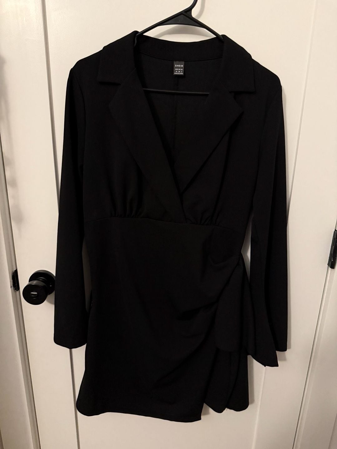 Lapel Collar Wrap Hem Blazer Mini Dress