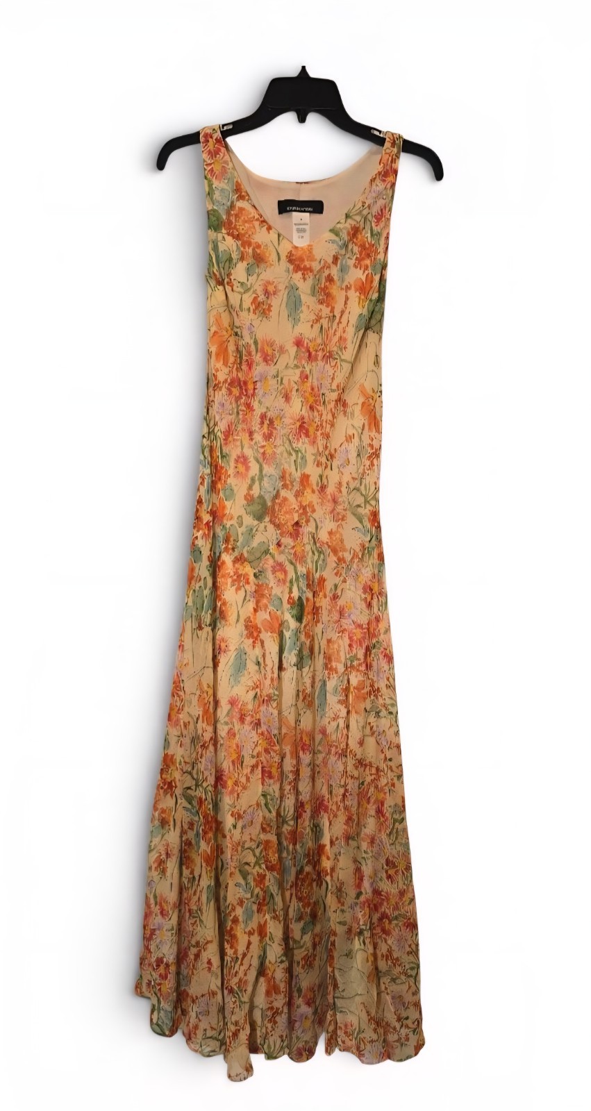 Jones New York Floral Silk Chiffon Maxi Dress Scoop Neck Sleeveless 4