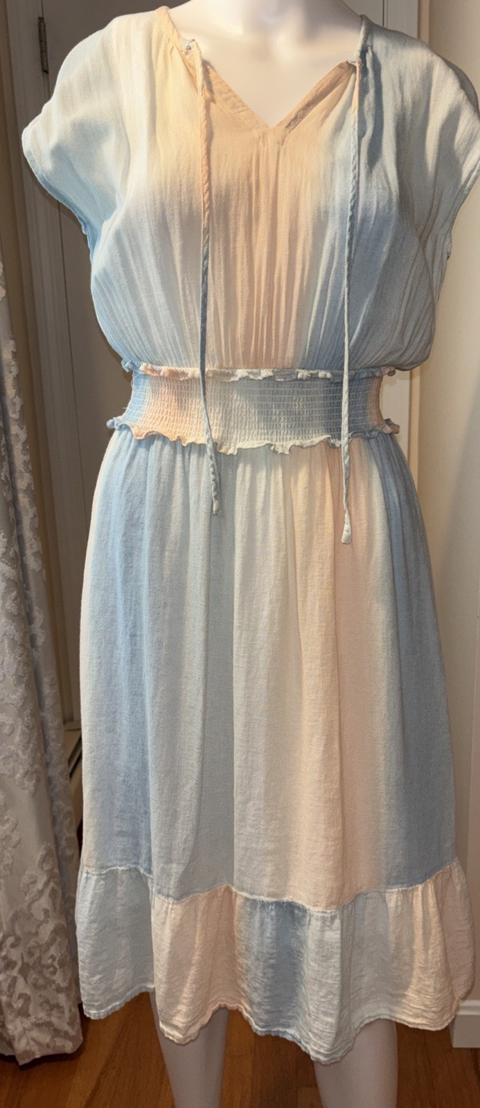 Rails Dress Sz XS Linen Ashlyn Sunset Gradient Multicolored Ombre 2001904267