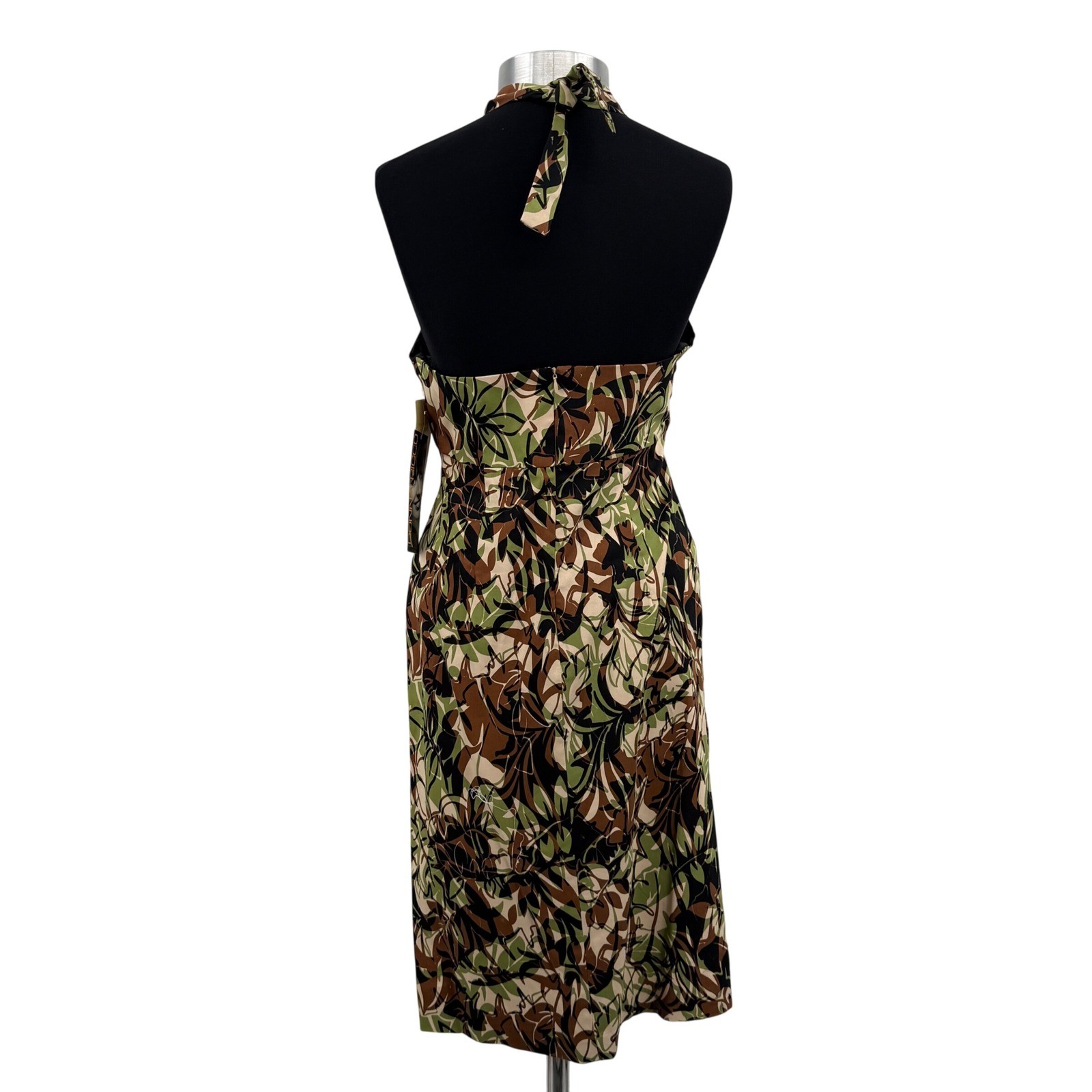 Donna Ricco New York Abstract Leaf Halter Midi Dress Women’s Size 10