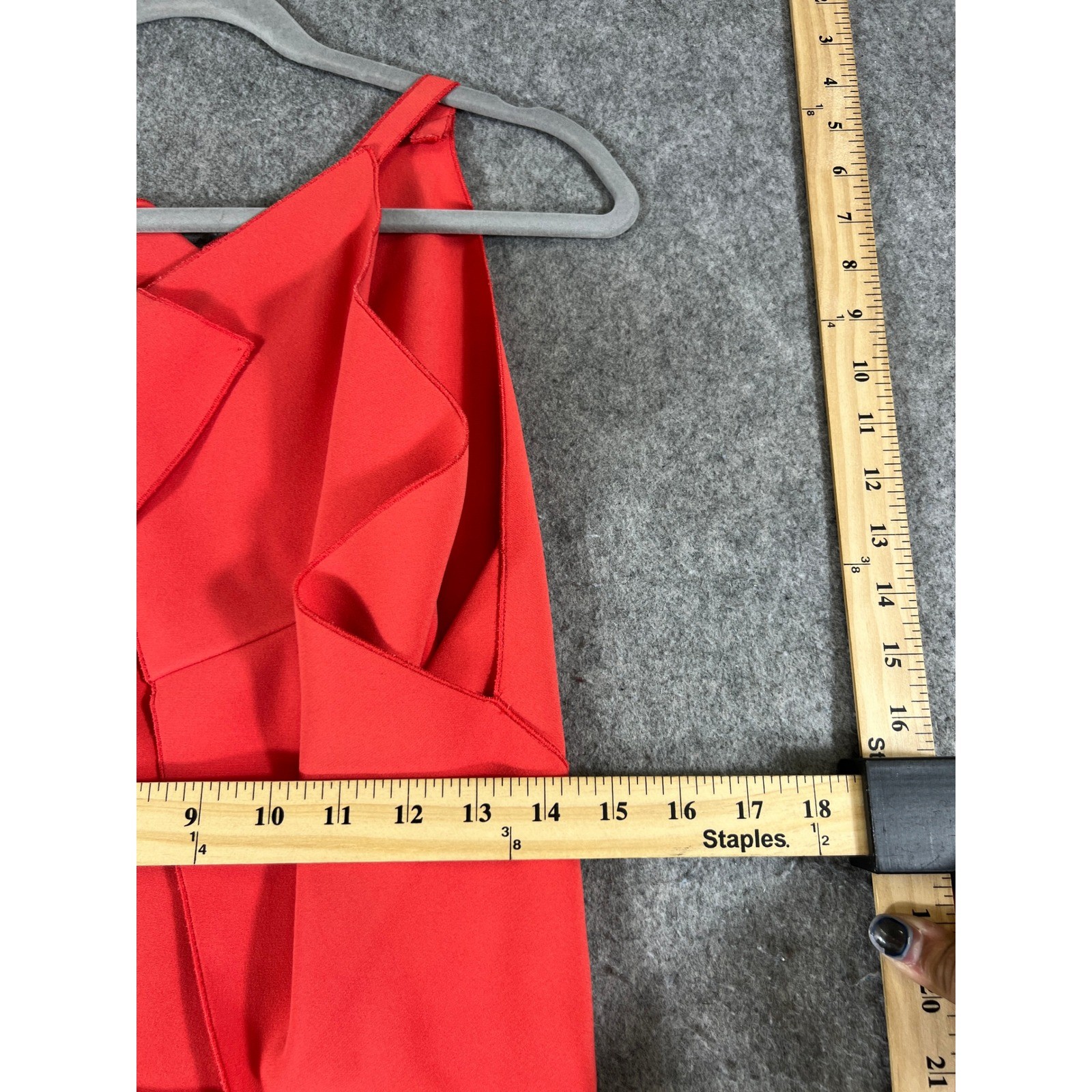 Roland Mouret Red Sleeveless Cut-Out Back Midi Dress Minimalist France Size 6