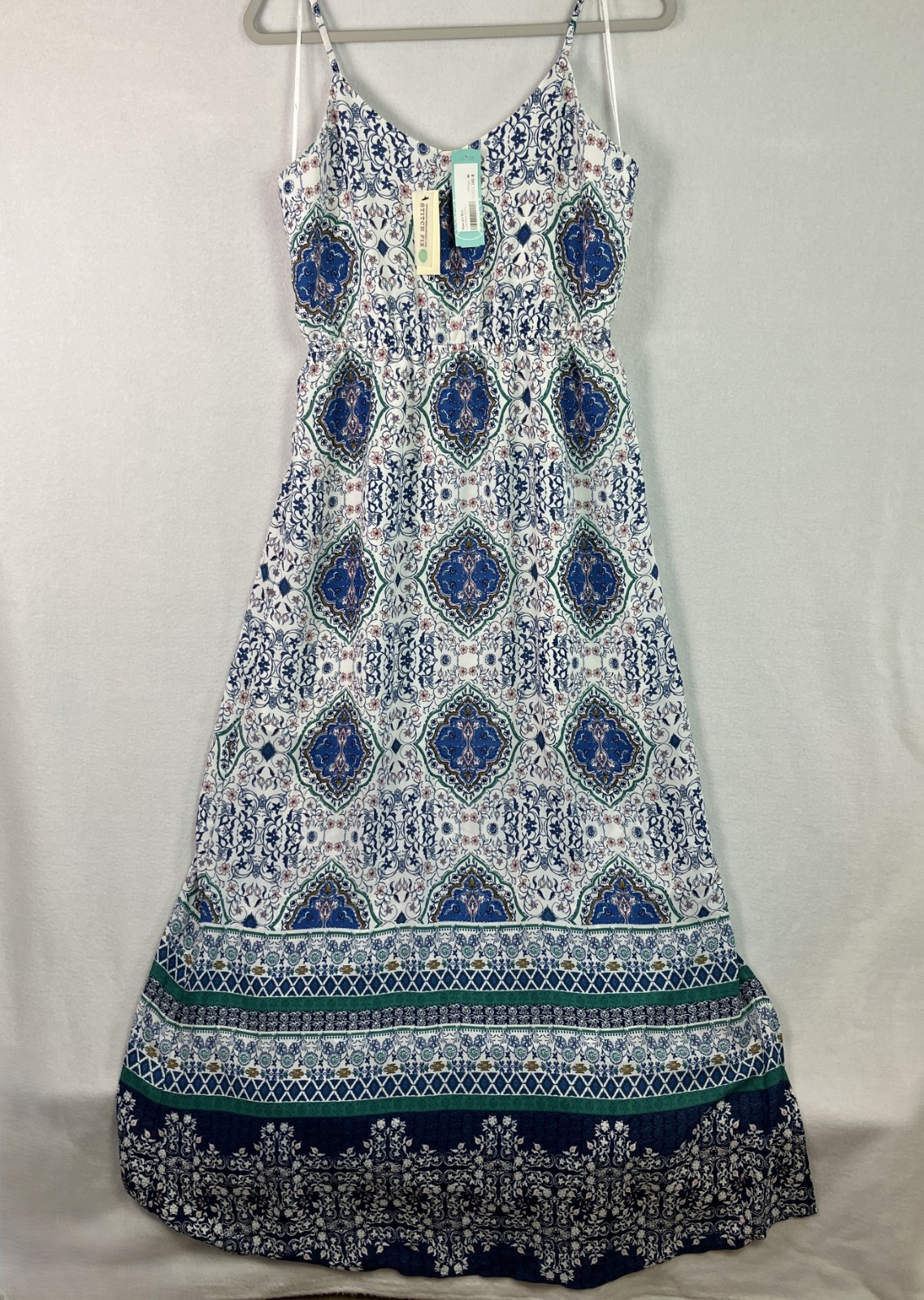 Skies Are Blue Lyna Maxi Dress Women’s Size M White Blue Floral NWT