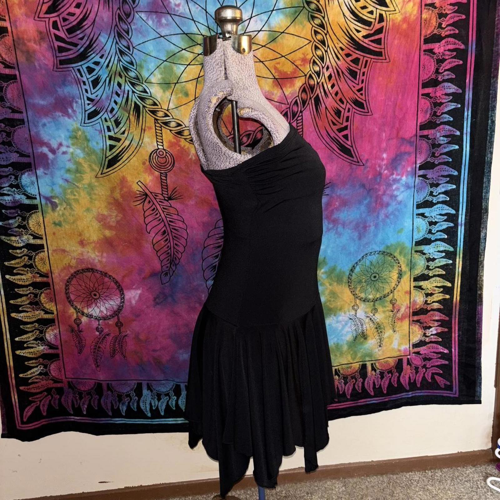 90s black whimsy fairy gothic strapless dress