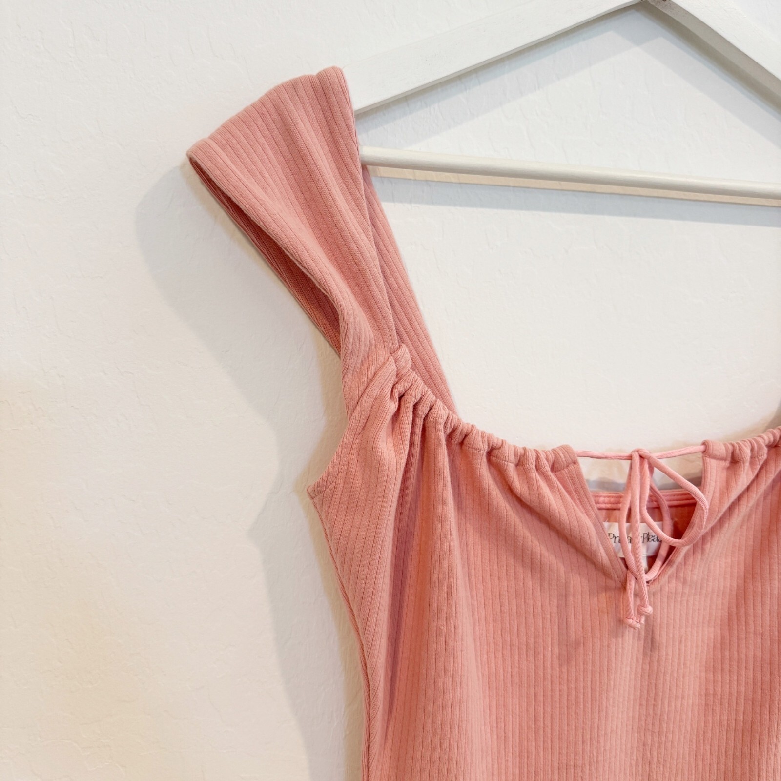 Privacy Please Square Neck Sleeveless Tie Front Cutout Mini Dress Pink Medium