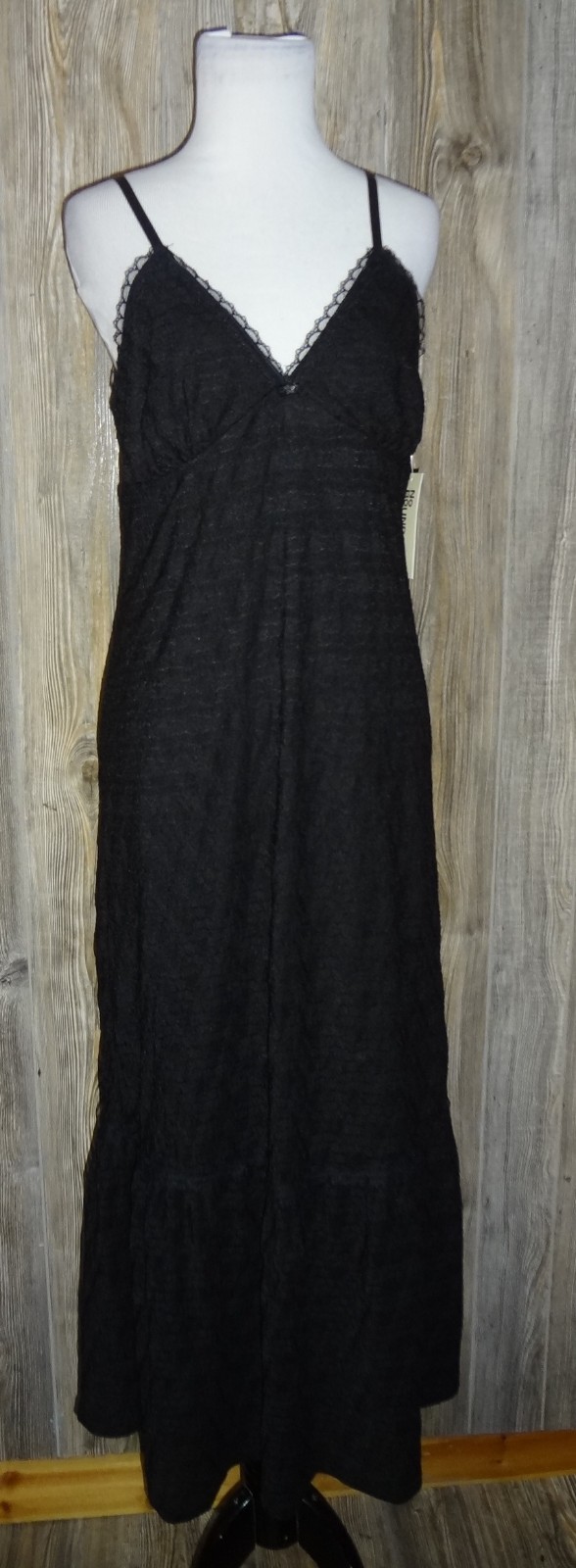 No Boundaries New Womens Black Lace Trim Strap Maxi Dress Sz M 8-10 Whimsigoth