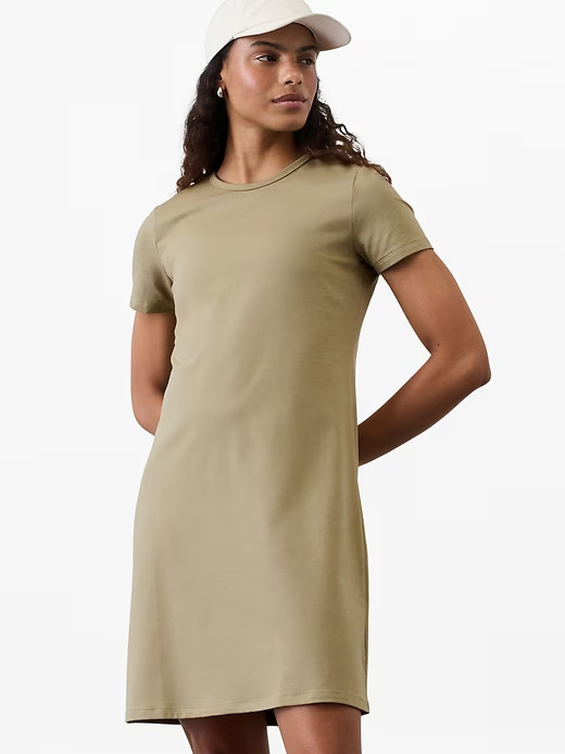 Athleta M Essential Tee Dress Winona Perennial Olive Medium