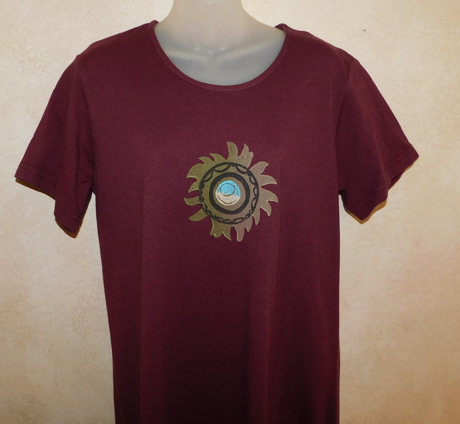 New Age Dress & Jacket Hand painted Sun & Egyptian Ankh sz S Boho