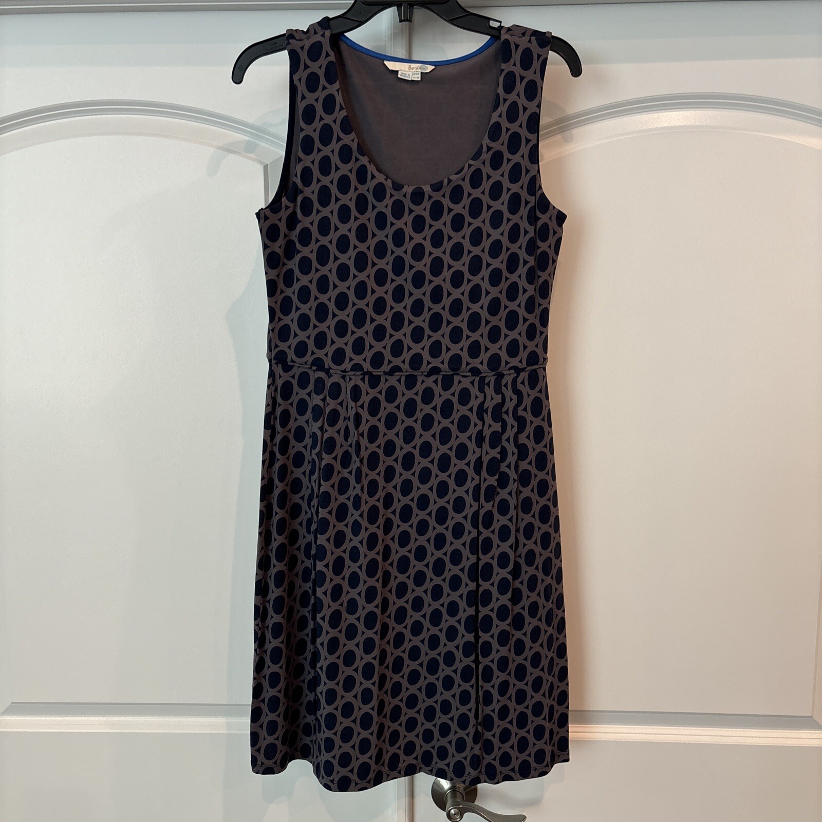 Boden Navy/Taupe  Circles Versatile Jersey  Sleeveless Dress Size 8 WH751
