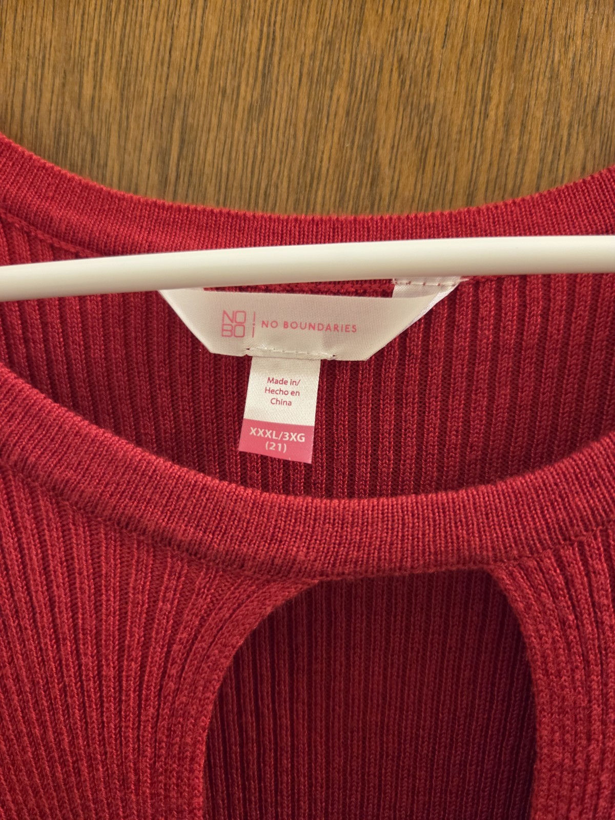 No Boundaries No Bo Juniors XXXL 21 Red Ribbed Cutout Dress Partial New Tag