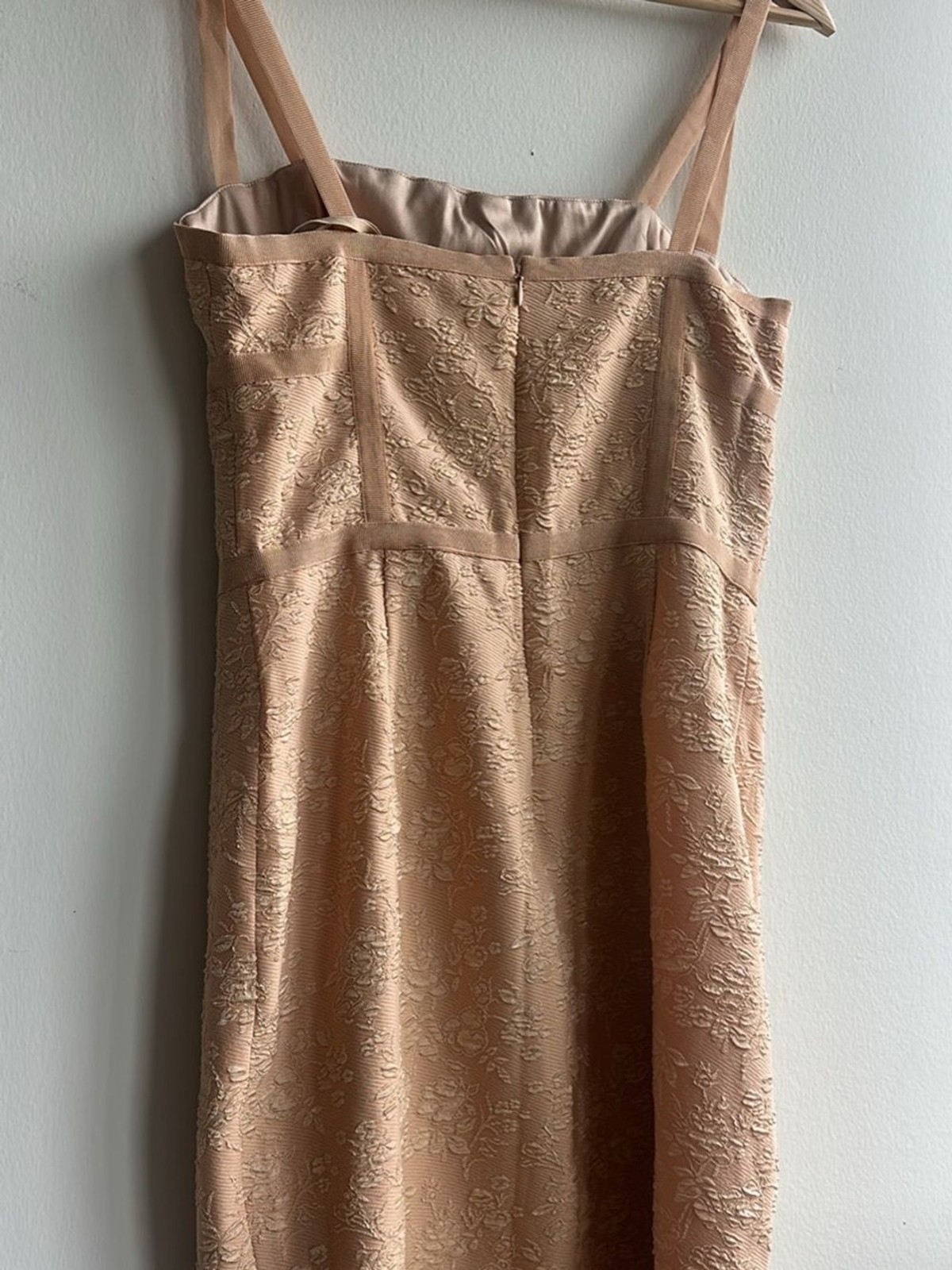 ALI & JAY Strapless Blush Jacquard Sheath Dress