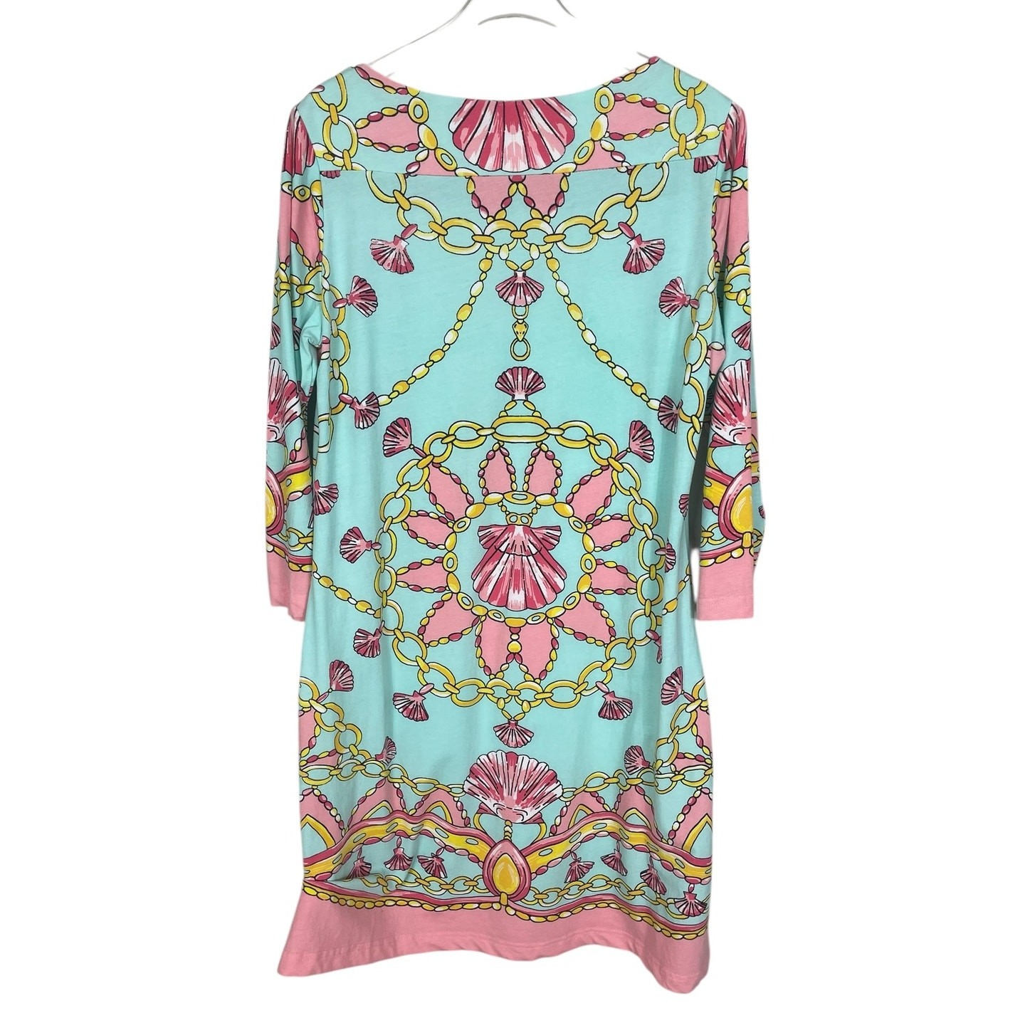 Barbara Gerwit Printed Dress Shells Chains Resort Wear Coastal Women’s Sz Medium