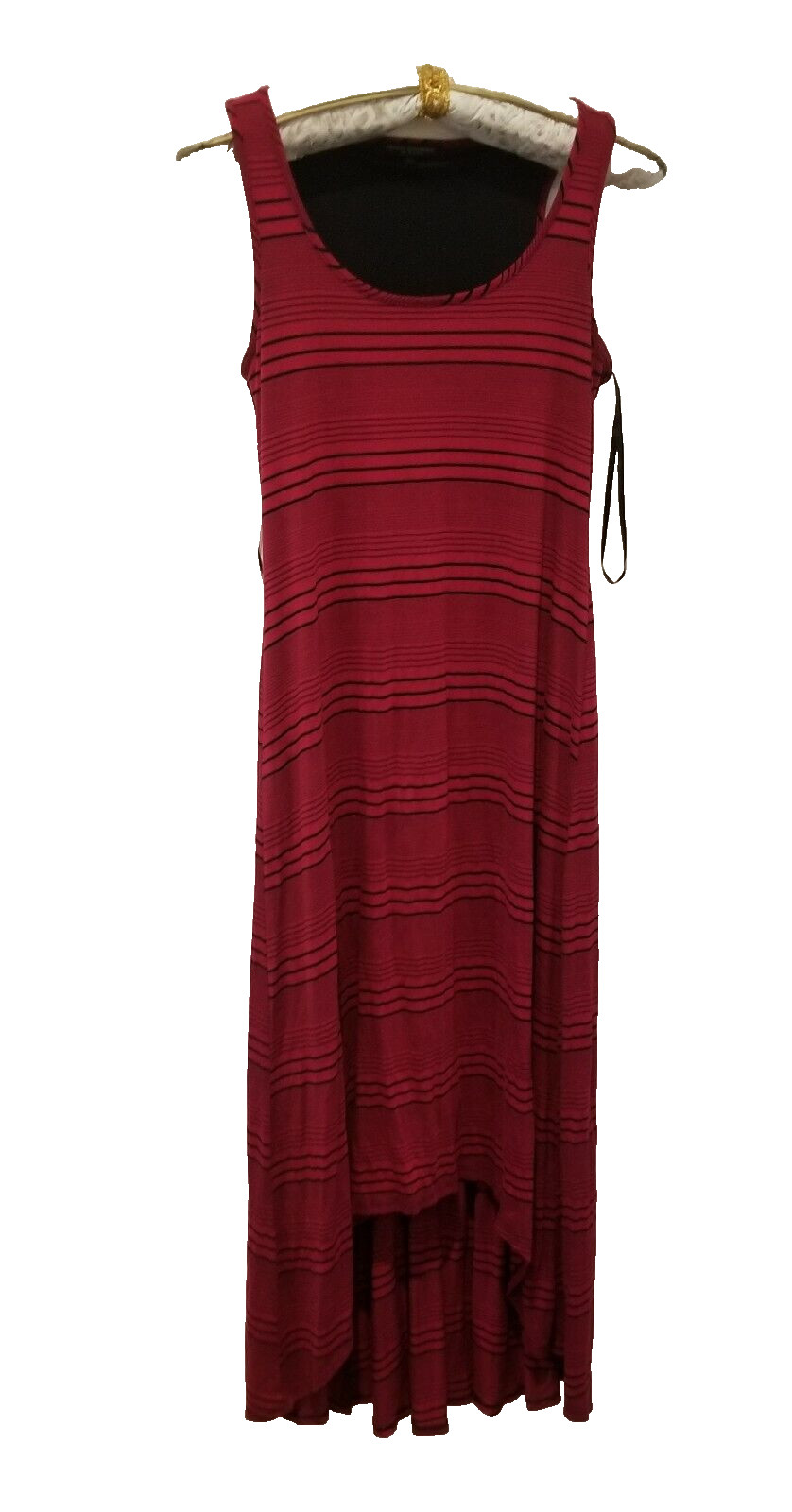 Green Envelope Womens XL Sleeveless Straight Maxi Dress Asymmetric Striped Red