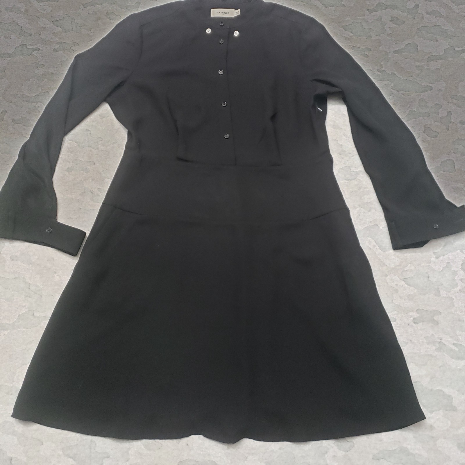 Coach Dress Womens 14 Black Button Long Sleeve 1941 Midi