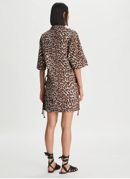 Tory Burch Reva Leopard Cotton Poplin Shirtdress Size 4 / 6 (New) $598