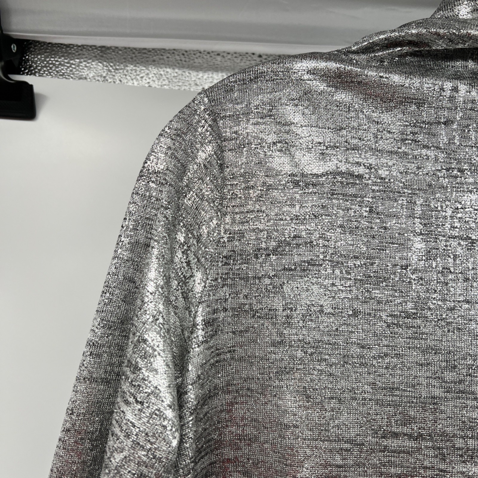 Fever Womens Silver Metallic Sheer Shift Dress Turtleneck Long Sleeve Small New