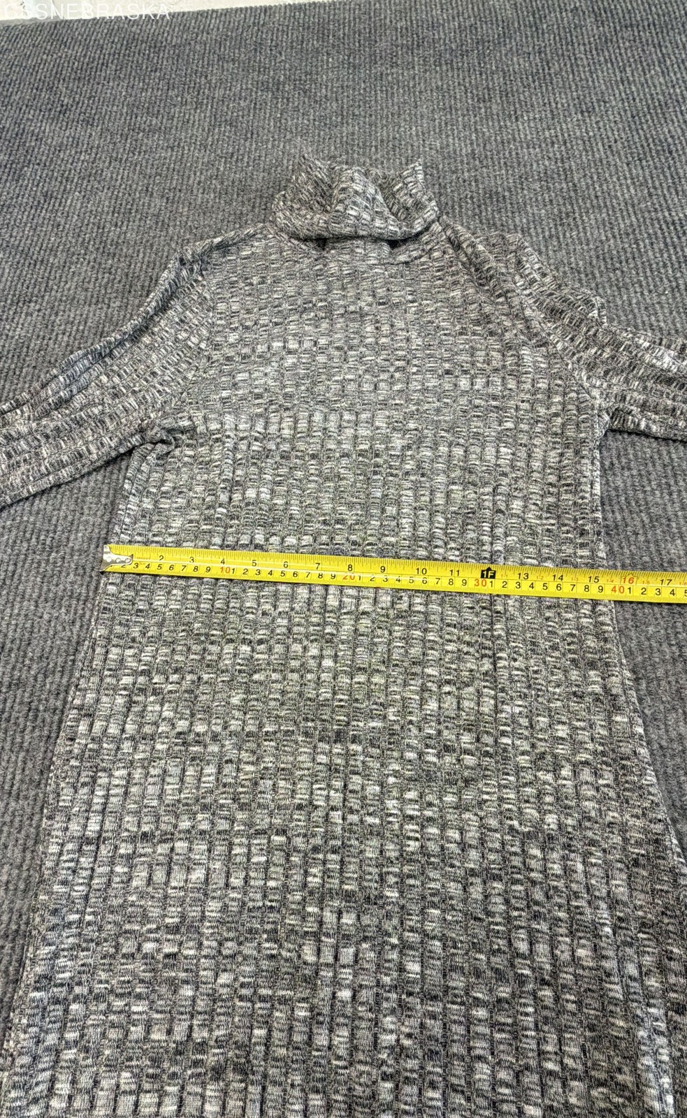 Mud Pie Women’s Gray Heather Ribbed Turtleneck Long Sleeve Knit Maxi Dress Sz L