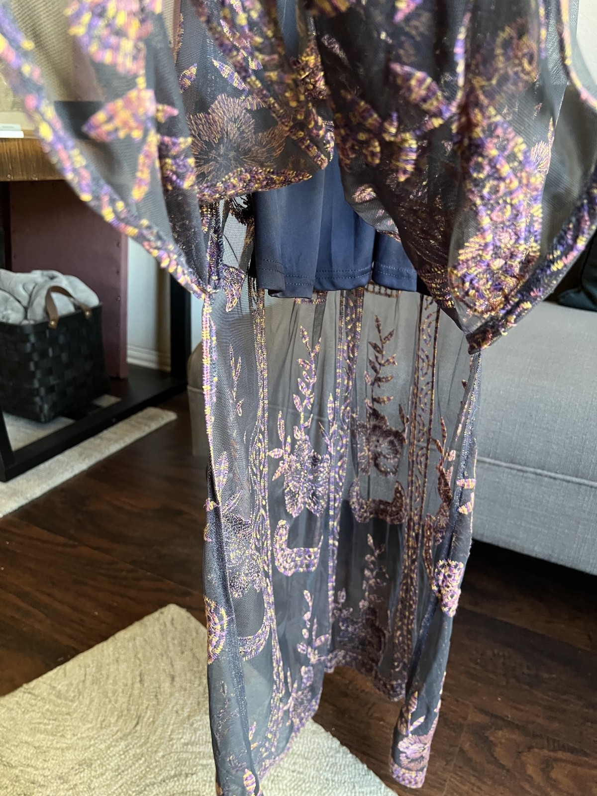 Alter’D State Embroidered Maroccon Kimono Maxi Dress Size Small | NWOT