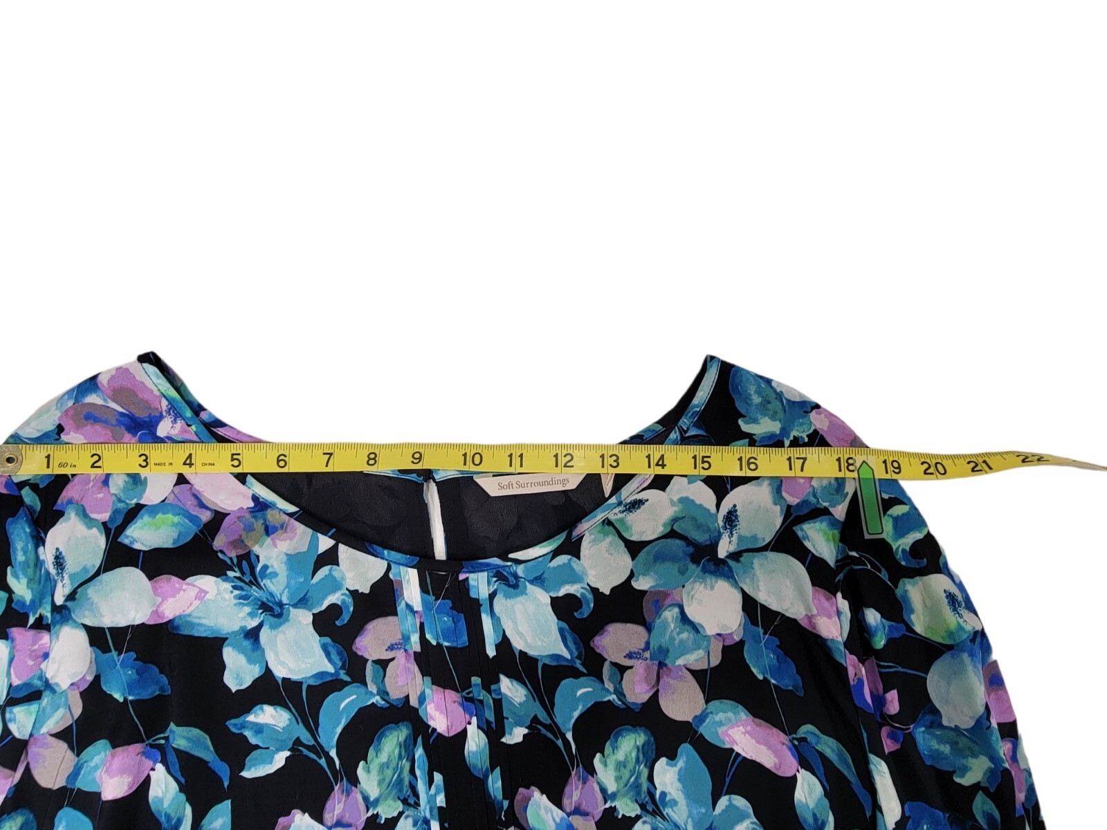 Soft Surroundings 2XL Night Bloom Dress Floral Blue Long Sleeve 5DY50 EUC