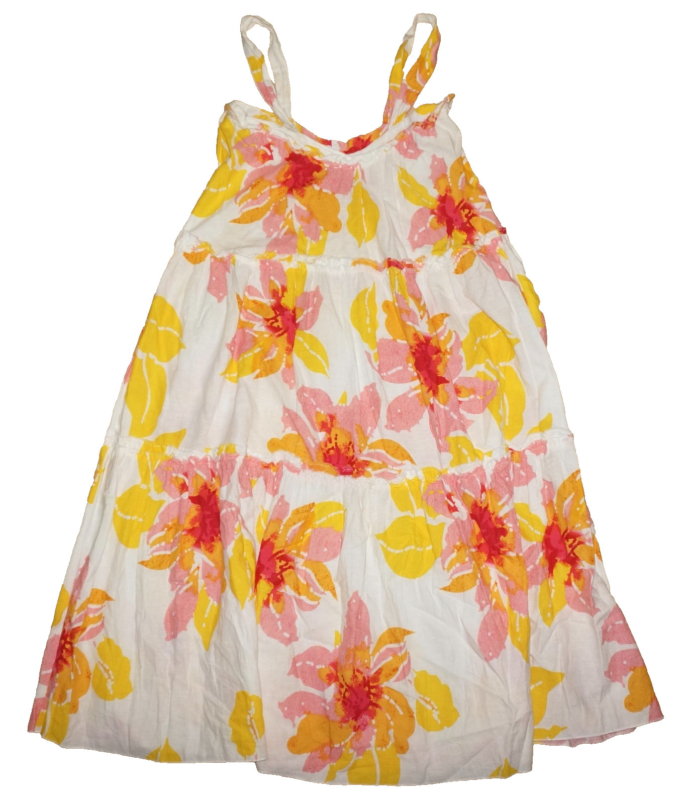 FREE PEOPLE White, Pink, & Yellow Linen Blend Floral Sundress XS