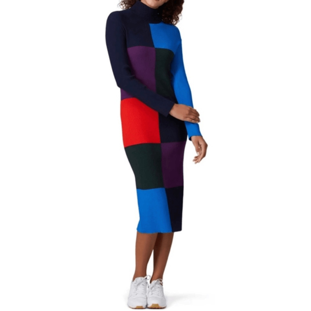 Tory Sport Multicolor Ribbed Block Dress Size XS $298