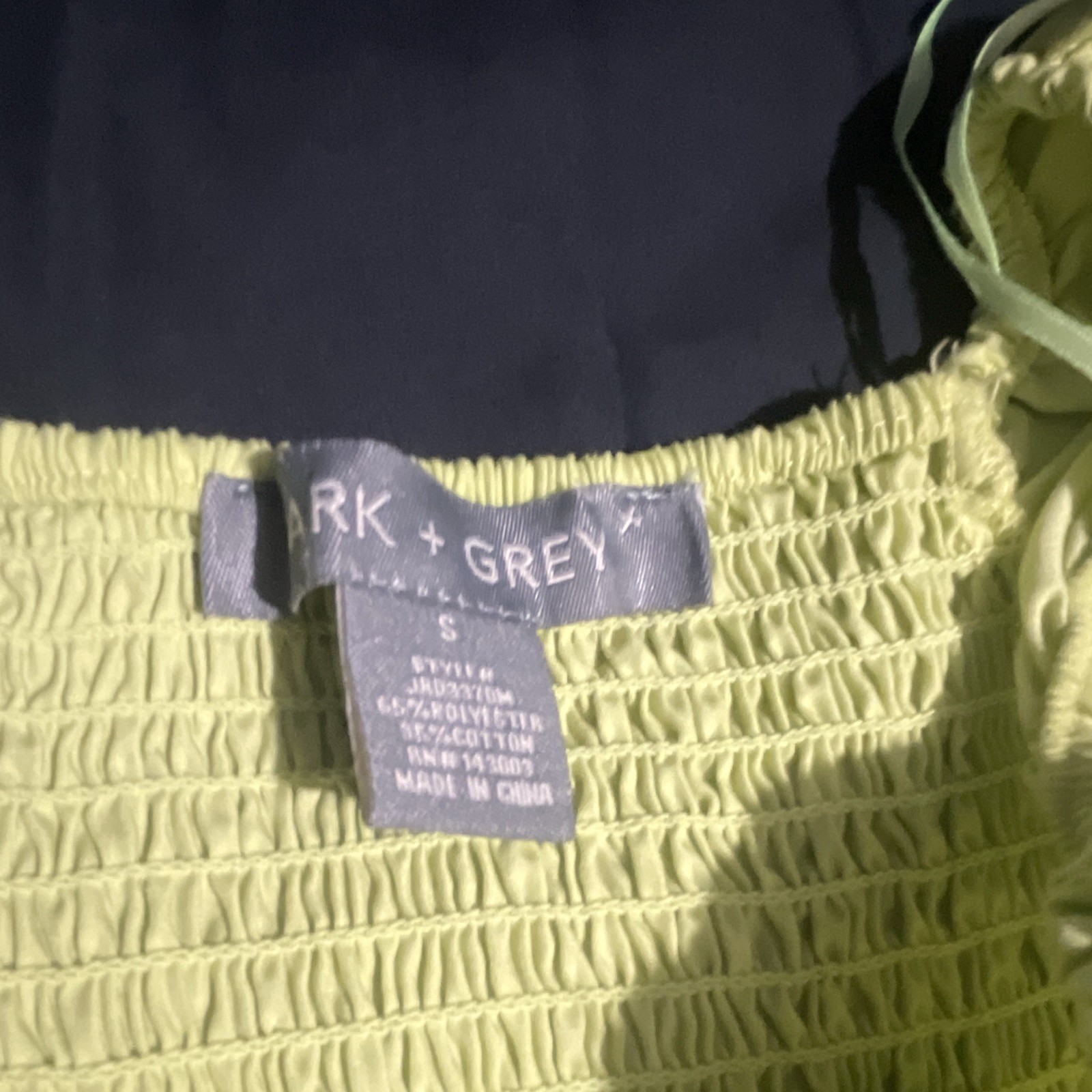 Lark + Grey Green Smocked Puff Sleeve Square Neck Midi A-Line Sundress S