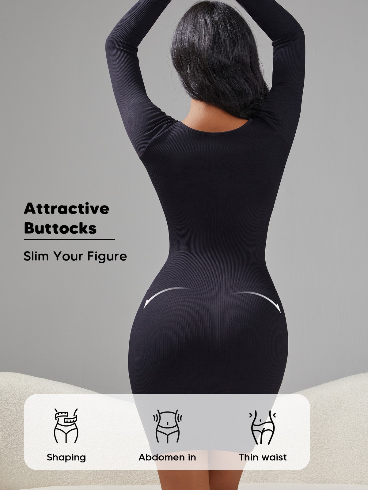 Womens Dresses Long Sleeve Ribbed Slim Fitted Basic Bodycon Mini Pencil Dress