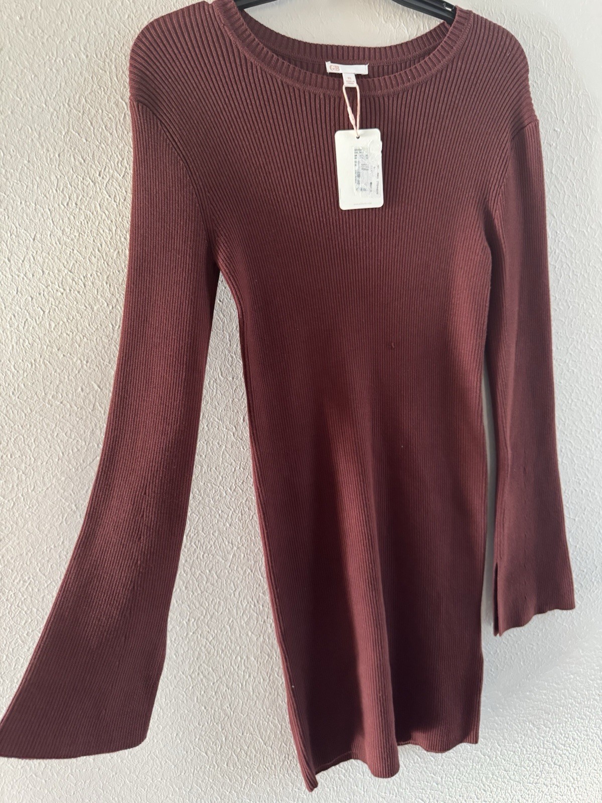 NWT Womens Elegant Gianni Bini Ribbed Sweater Dress winter spring XL maroon