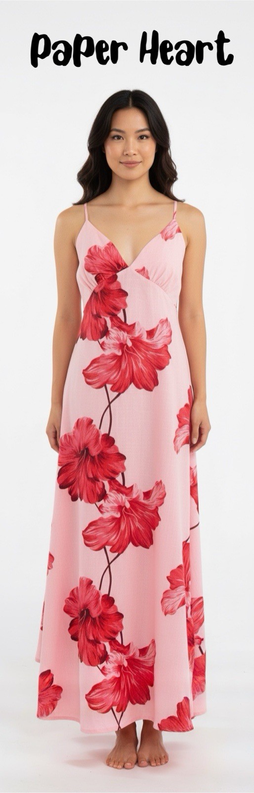 Women’s Paper Heart Linen Blend Floral Maxi Dress