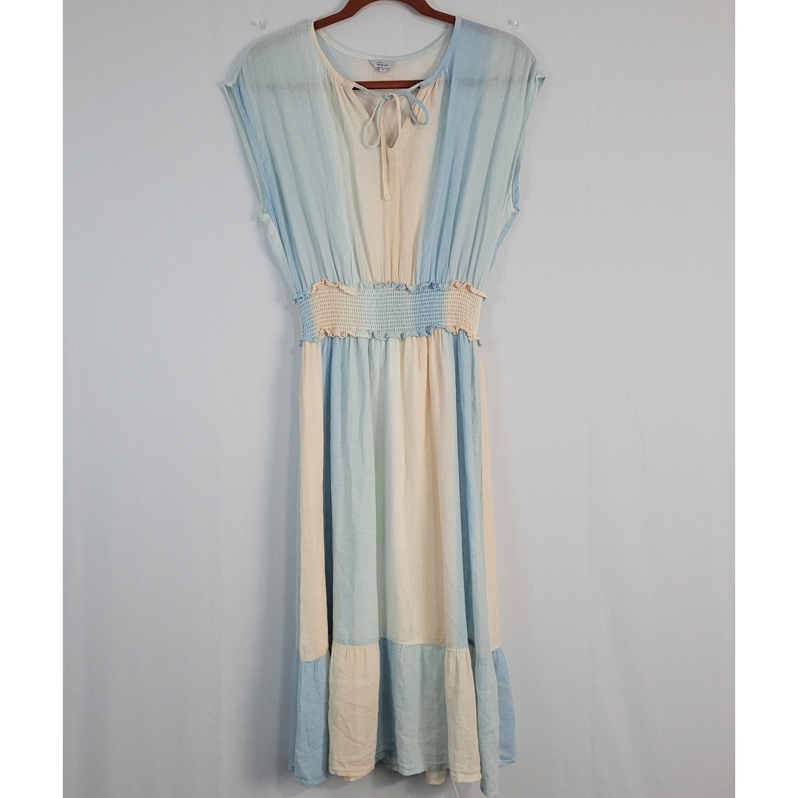 Rails Ashlyn Sunset Gradient Linen Blend Dress size S Blue Peach Boho Hippie
