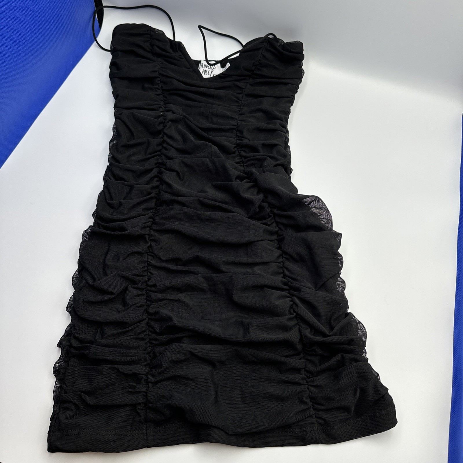 Princess Polly Black Rushed Mini Dress With Thin Straps – US 2