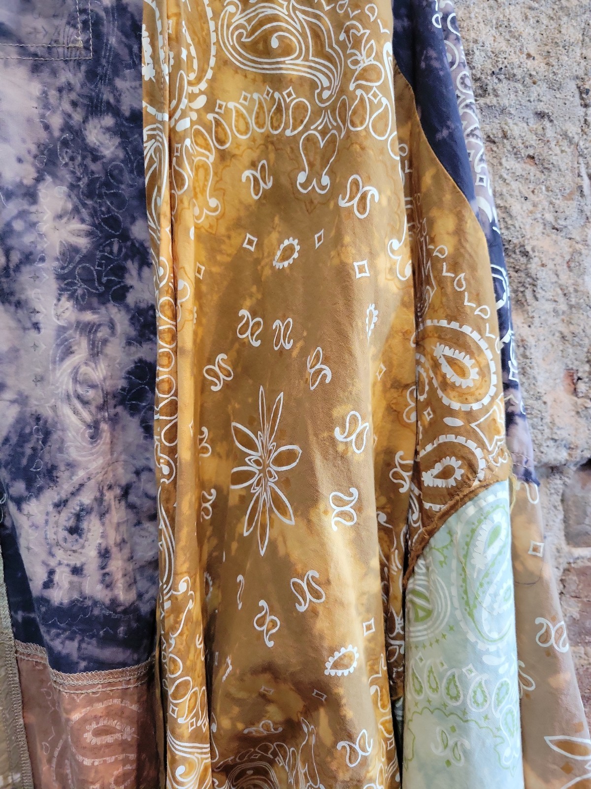 Jaded Gypsy Large/XL Patchwork Duster Maxi Dress Earthtones Cotton