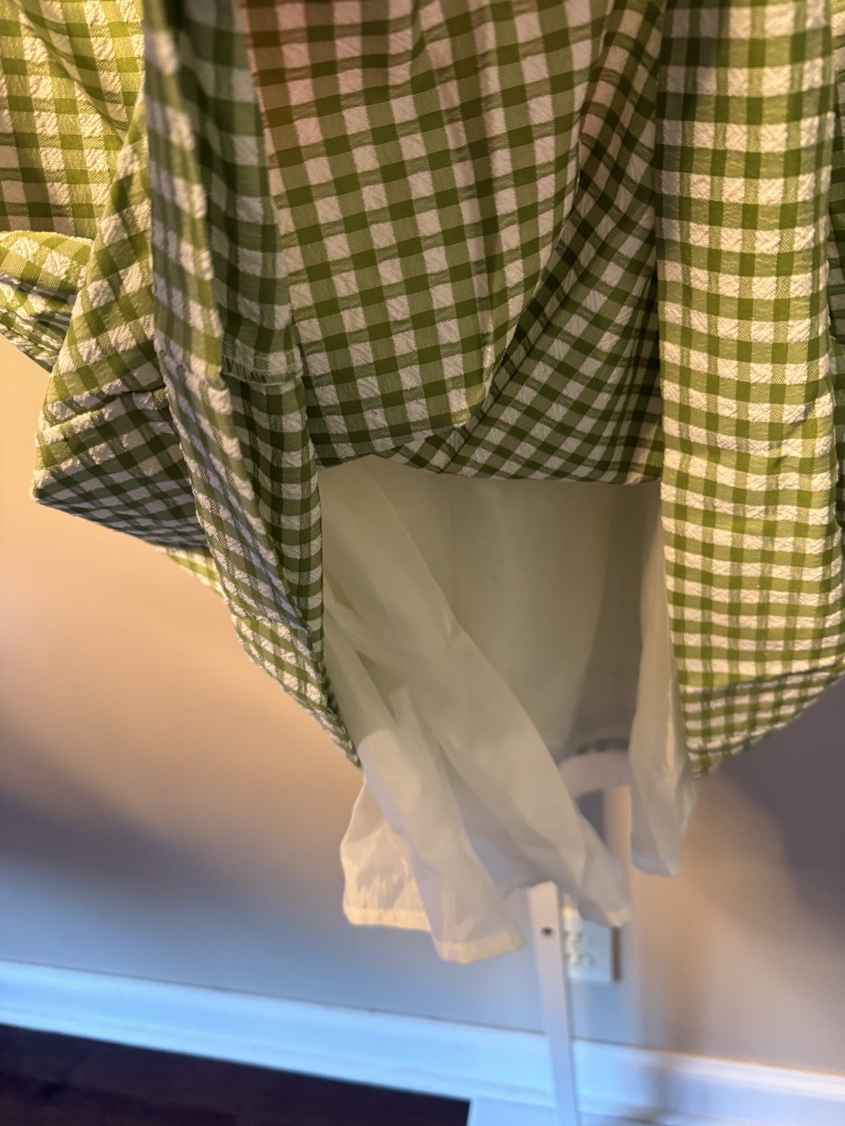 Kim Rogers Gingham Sheath Dress 4P Green White Coquette Cottagecore Preppy Mod