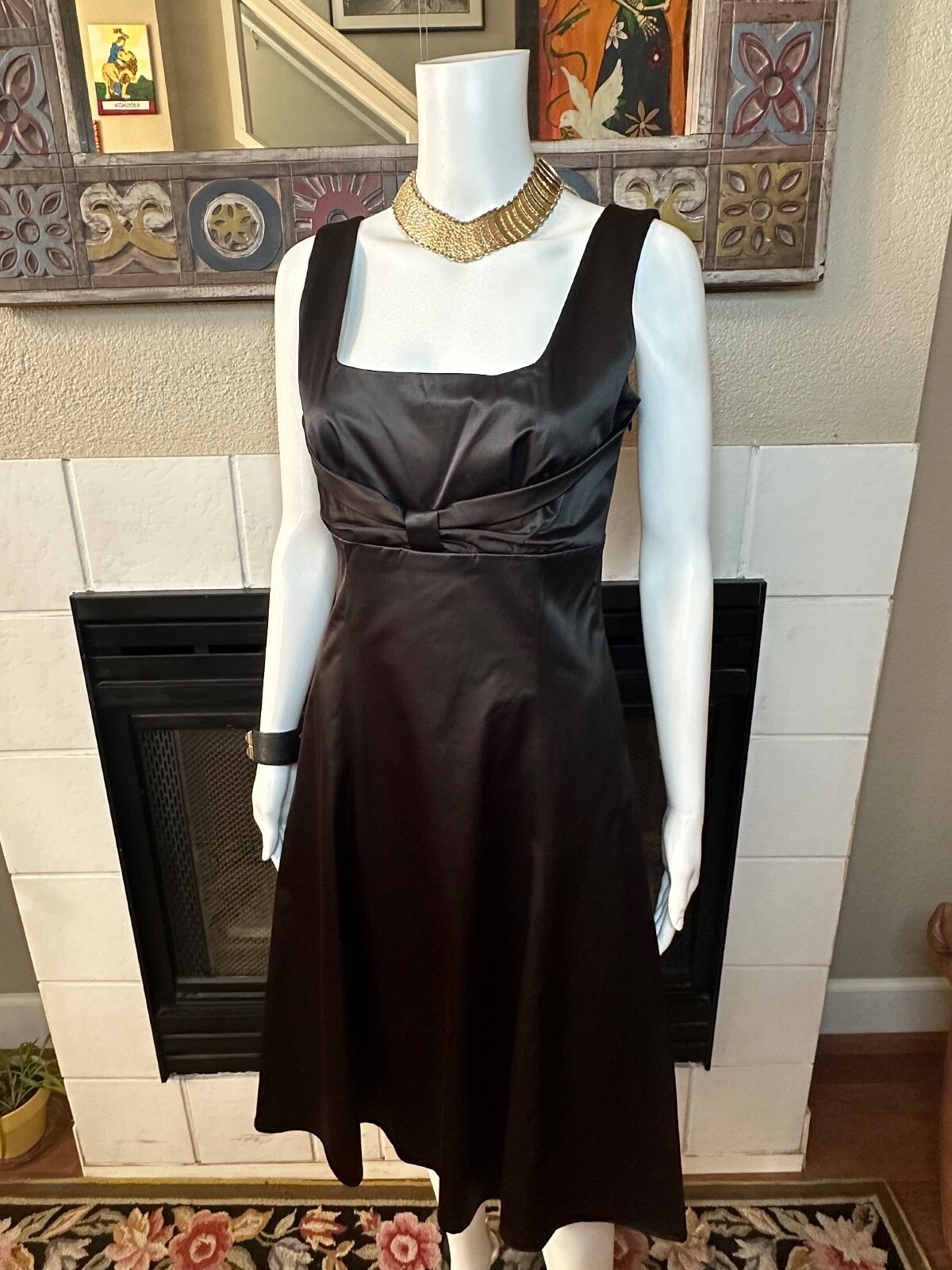 silk assets black cocktail Dress armpit to armpit 16″ Length 41.5″