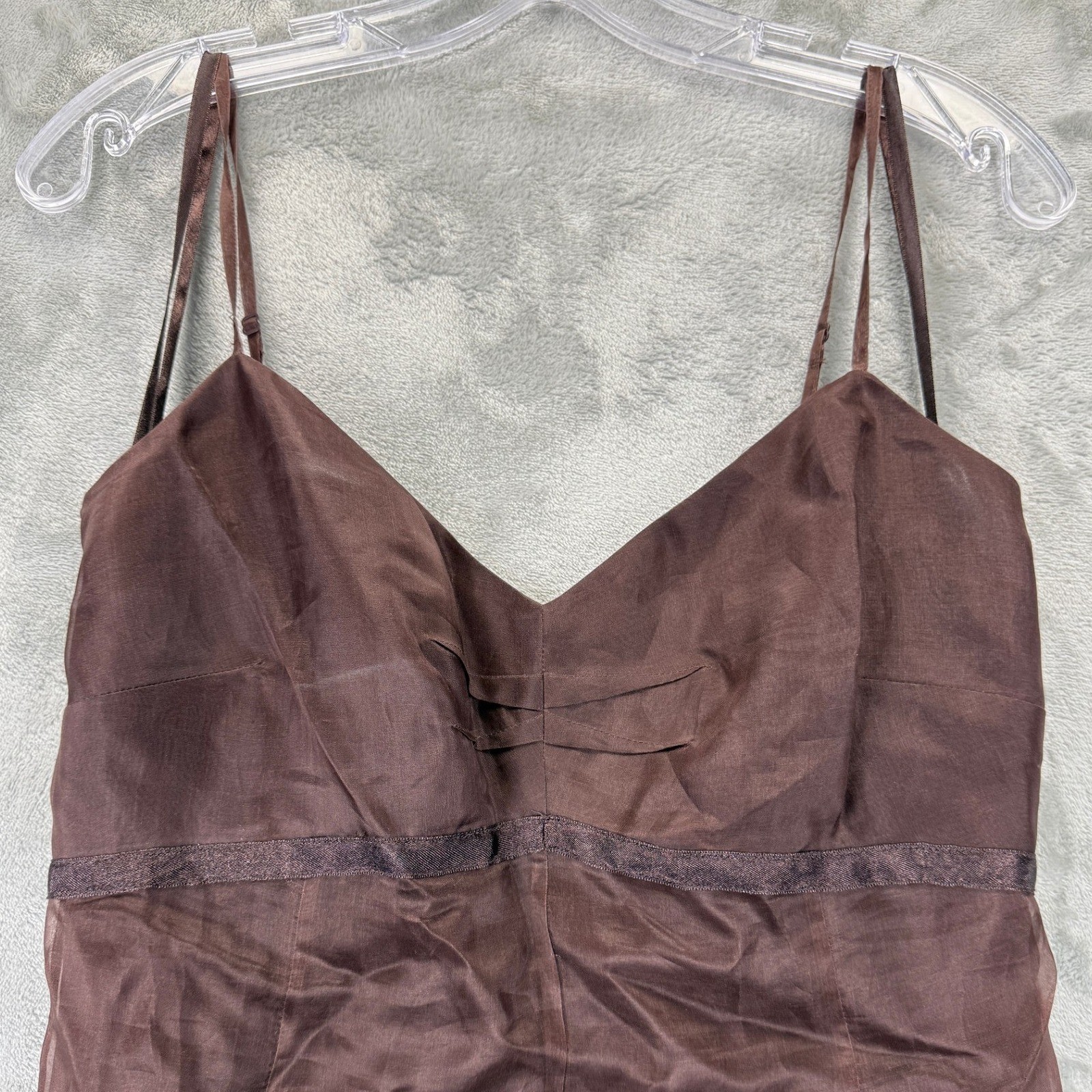 Monsoon Kimberley Chocolate Brown Silk Blend Embroidered Midi Dress UK 10 EUR 38