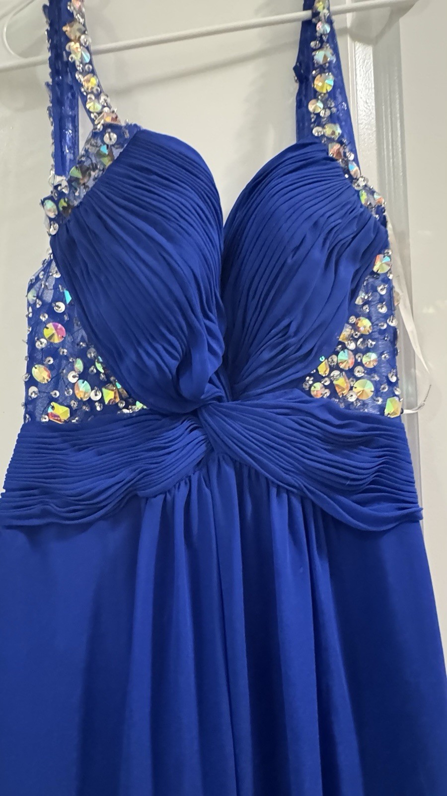 Dancing Queen Women’s Blue Sequin Sweetheart Chiffon Formal Long Gown Size M