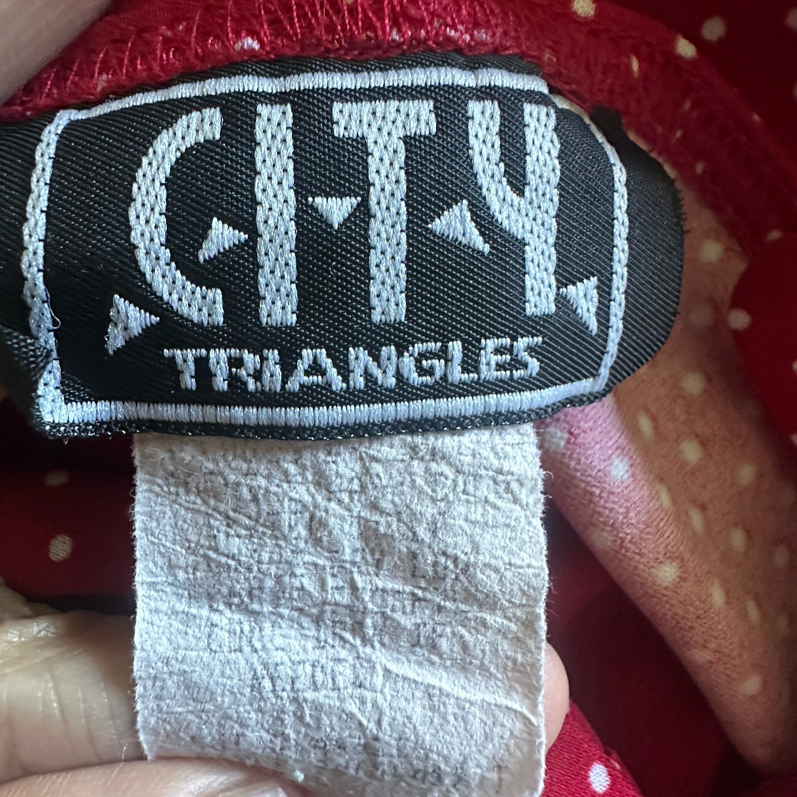 VTG City Triangles Red Polka Dot Halter Dress 30×50 Inch Neck High Low Y2K USA