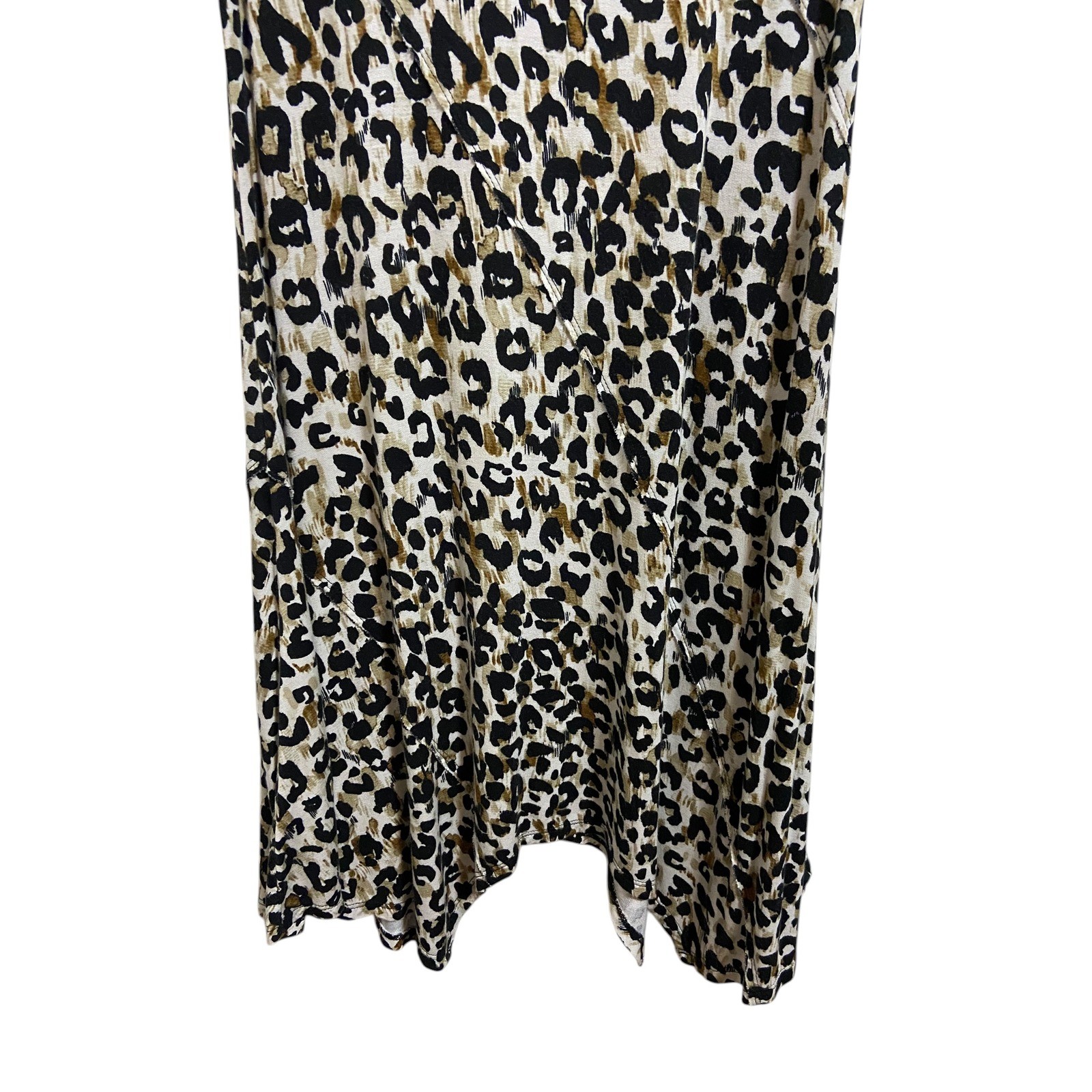 Westbound Leopard Print Handkerchief Hem Midi Dress Boho Safari Edgy Western M